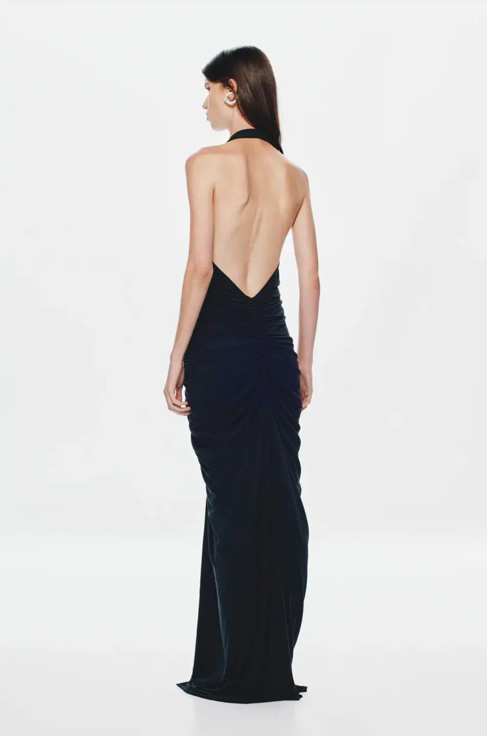 Misha The Venus Gathered Cupro Dress Black Size Xs/Au 6 - Image 3