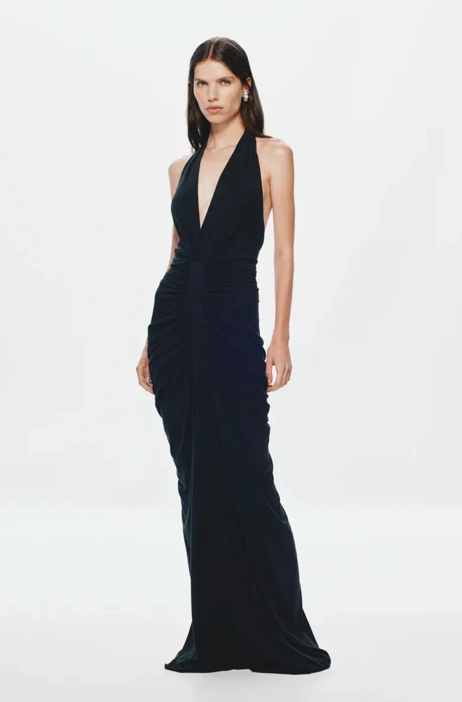 Misha The Venus Gathered Cupro Dress Black Size Xs/Au 6 - Image 1
