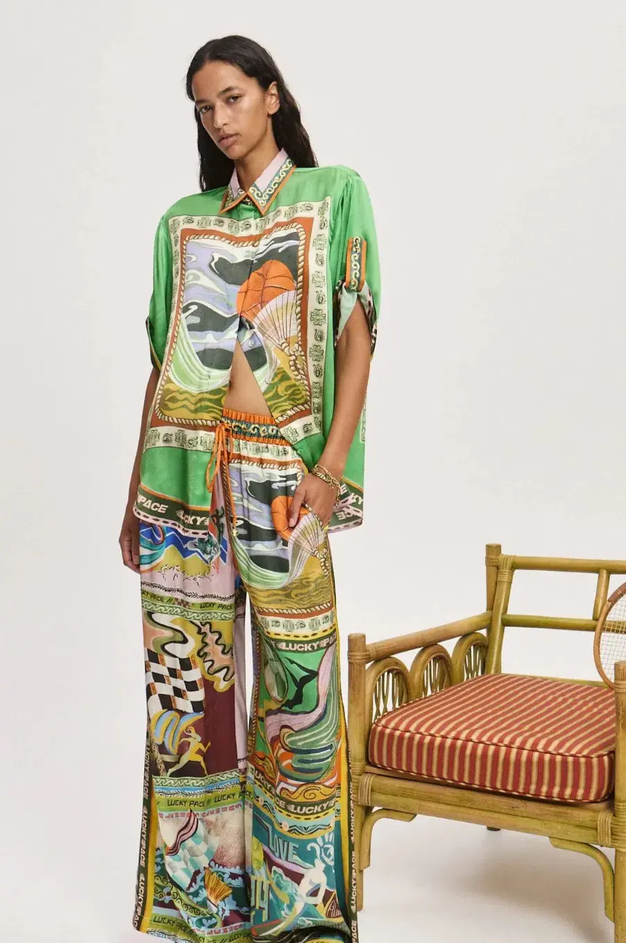Alemais Lucky Pace Silk Shirt & Pant set size 12 - Image 1