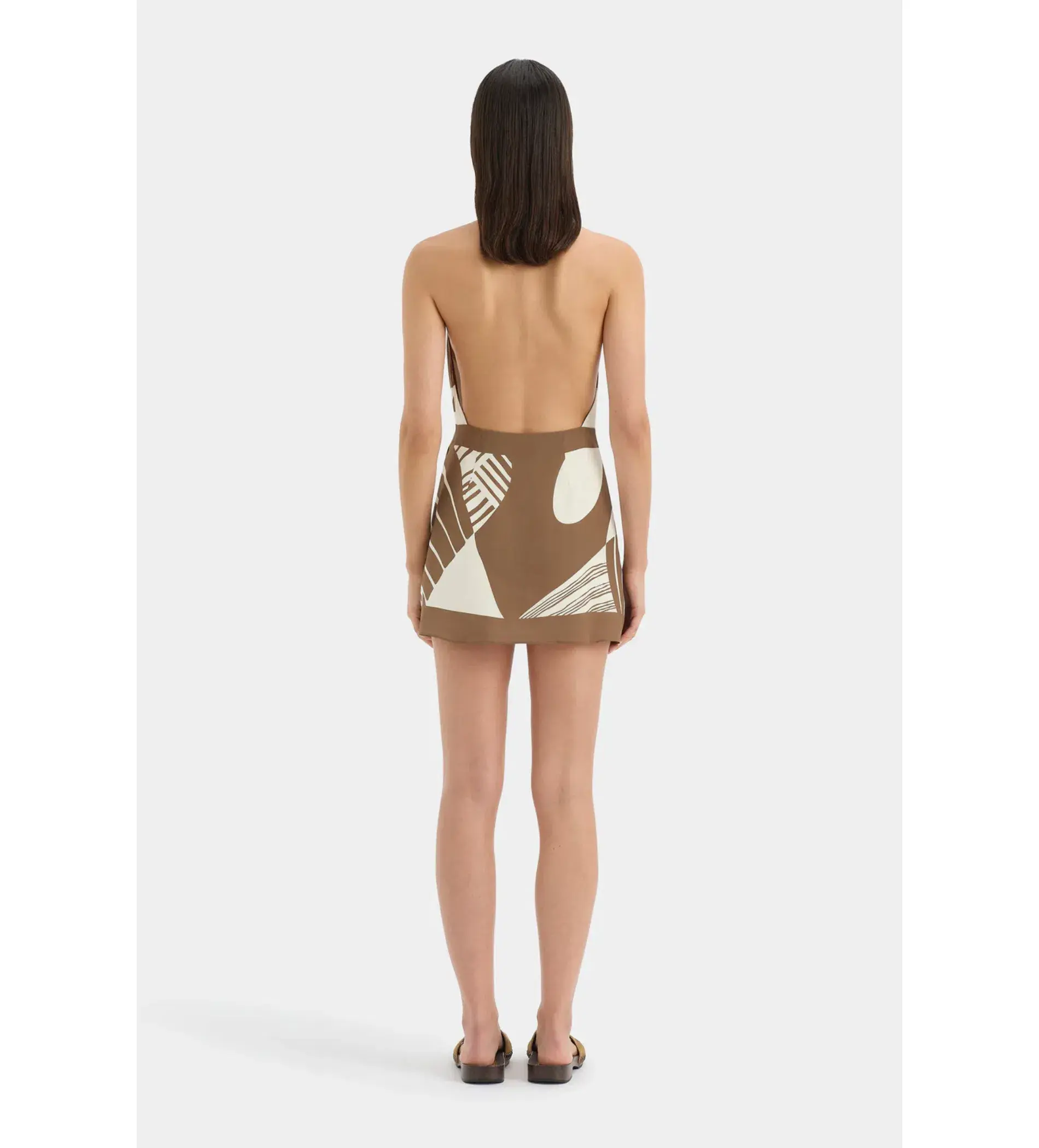 Almara Wrap Halter Mini Dress in Espresso Stripe Size 2 AU 10 - Image 4