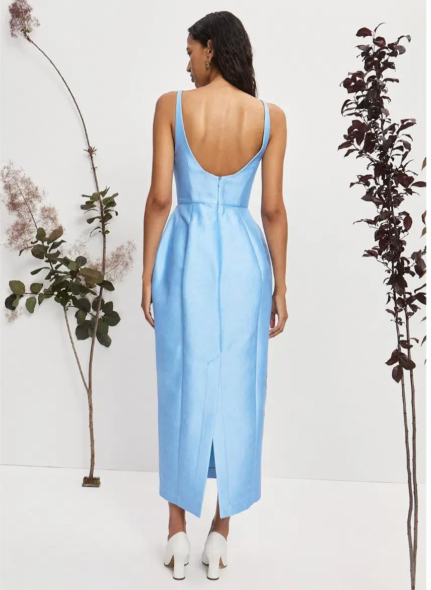 Alemais Donata Taffeta Maxi Gown Blue Print Size 12 - Image 2