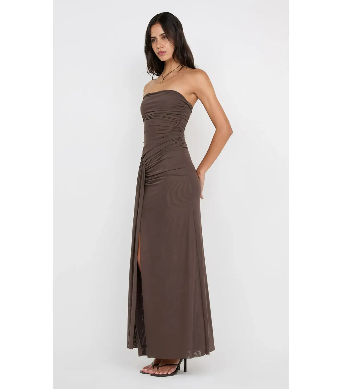 Bec & Bridge Ida Strapless Maxi Gown in Chocolate Brown Size AU 6 - Image 2