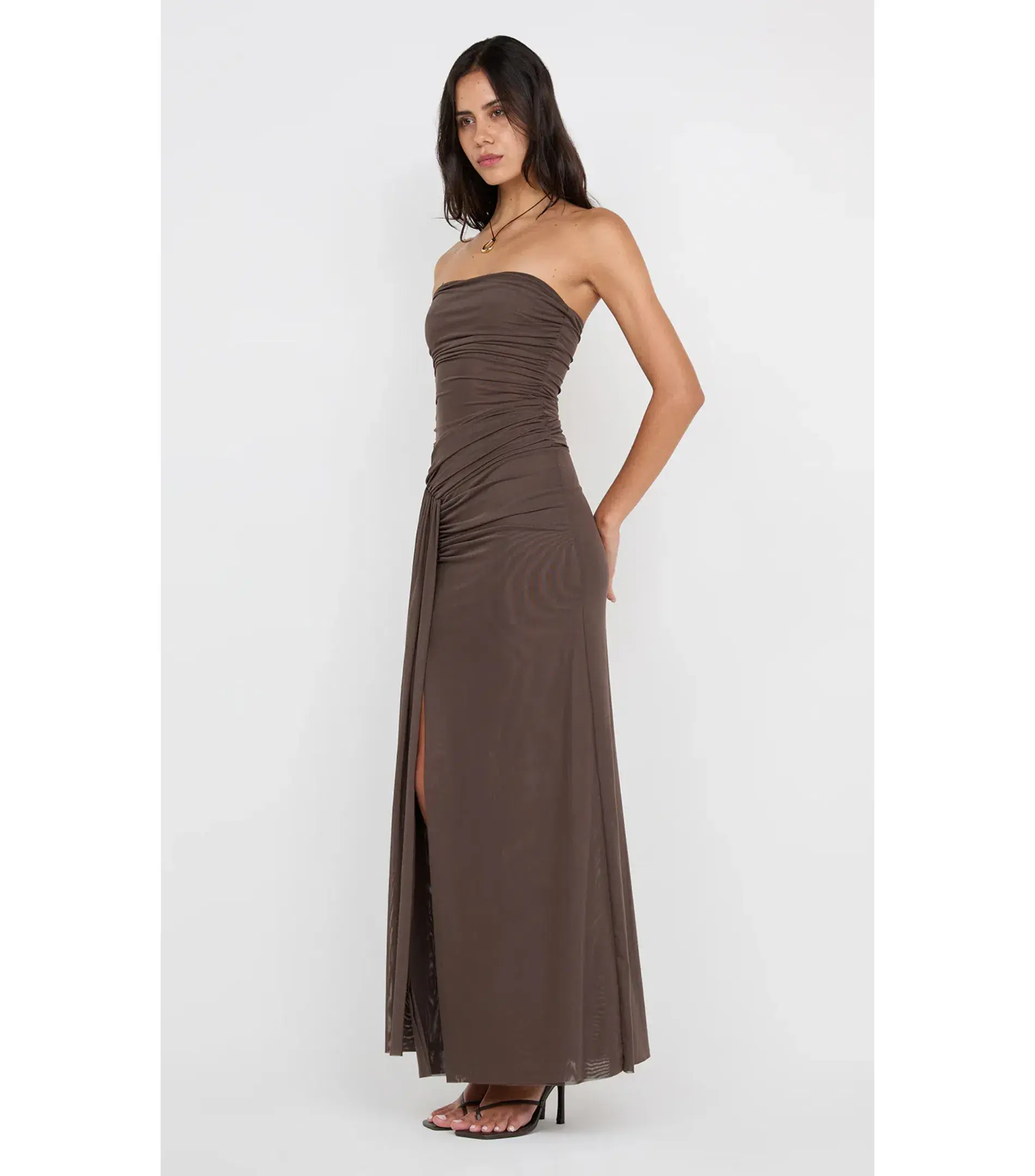 Bec & Bridge Ida Strapless Maxi Gown in Chocolate Brown Size AU 10 - Image 2