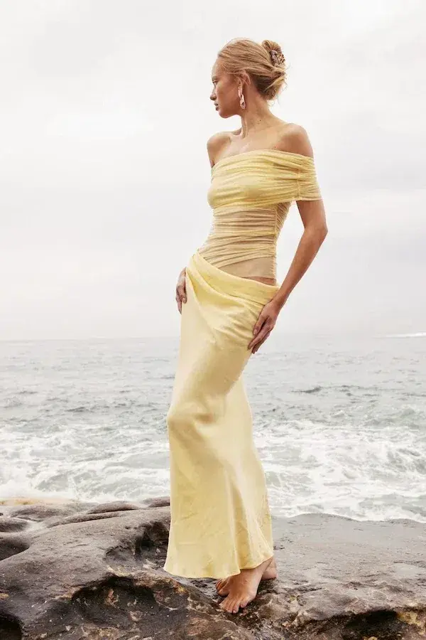 Benni Nico Off Shoulder Maxi Dress - Butter - Image 3
