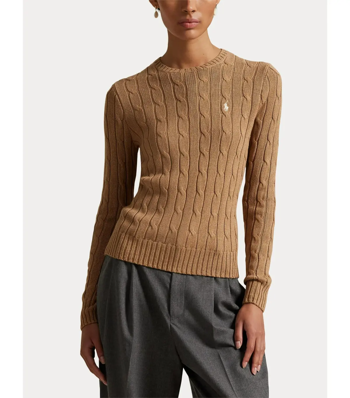 Polo Ralph Lauren Cable-knit Cotton Crewneck Sweater Neutral Size M / AU 12 - Image 2