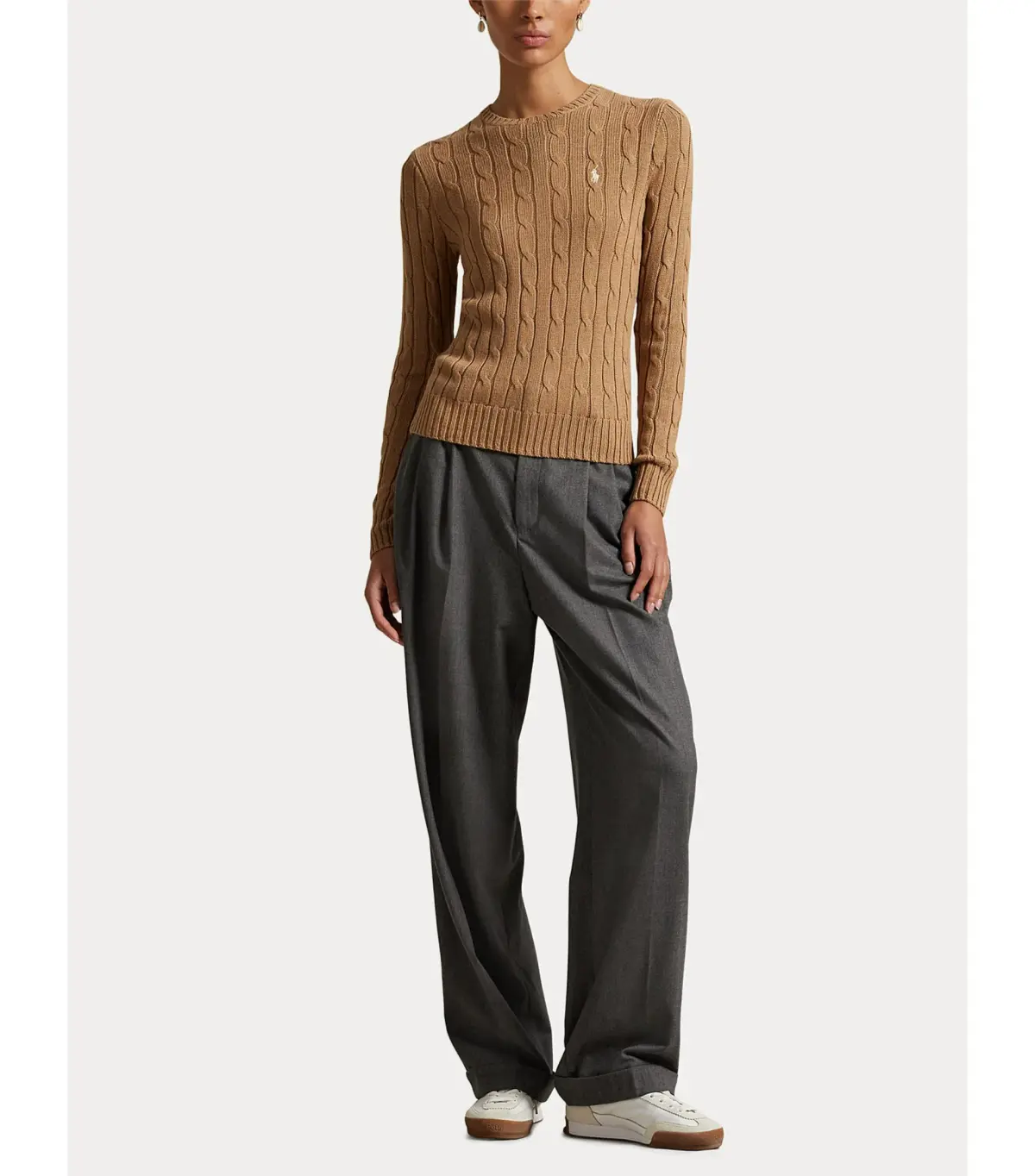 Polo Ralph Lauren Cable-knit Cotton Crewneck Sweater Neutral Size M / AU 12 - Image 1