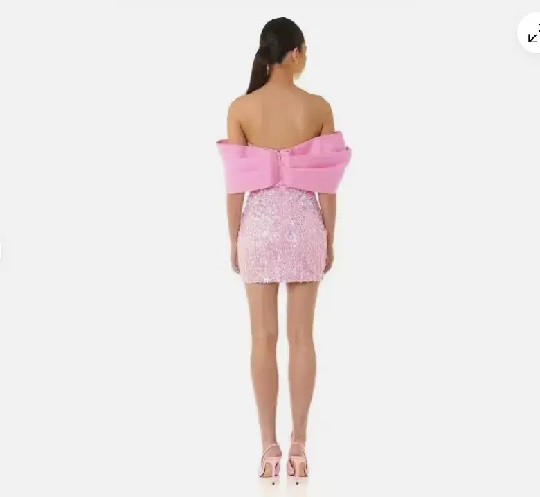 Eliya The Label Bianca Mini Dress Pink Sequence Dress Size L/ AU 12 - Image 3