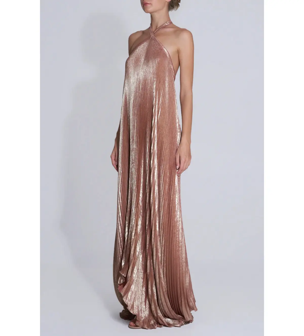 L'idée Deesse Gown Maxi Dress in Rose Quartz Shimmer Size AU 10 - Image 2