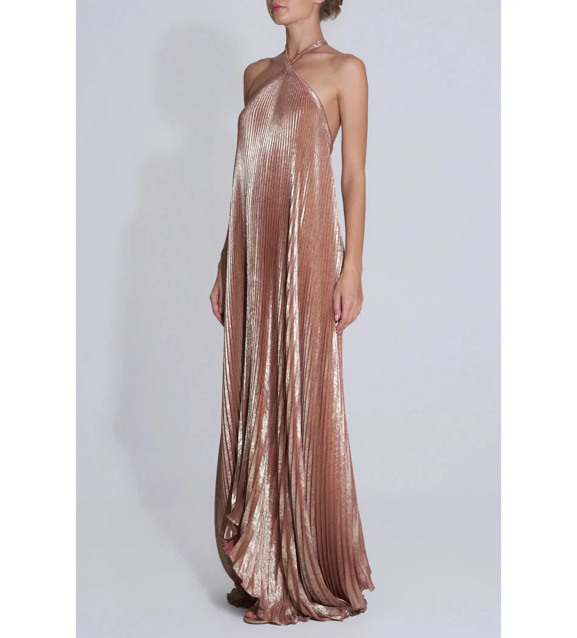 L'idée Deesse Gown Maxi Dress in Rose Quartz Shimmer Size AU 10 - Image 2