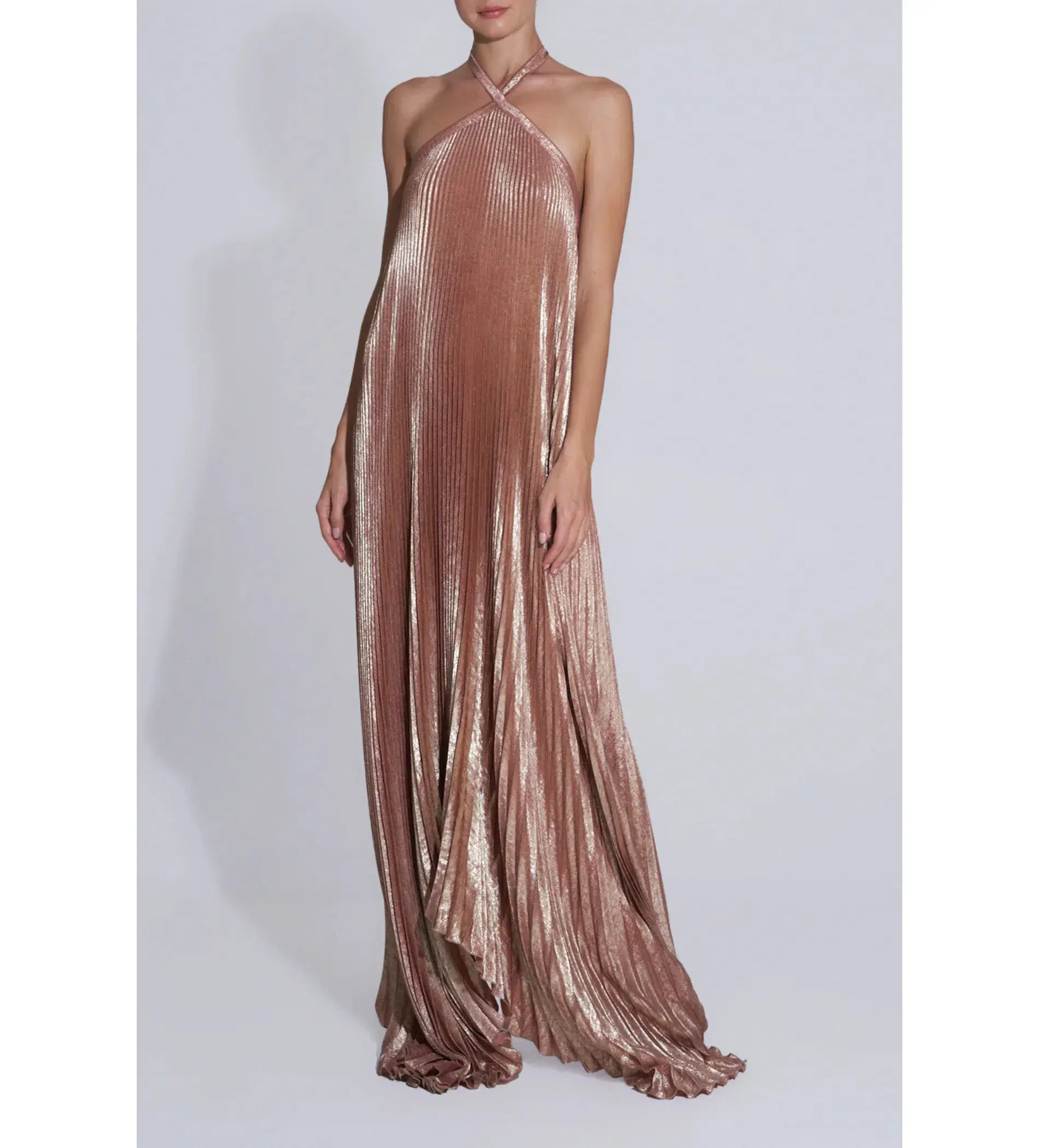 L'idée Deesse Gown Maxi Dress in Rose Quartz Shimmer Size AU 10 - Image 1