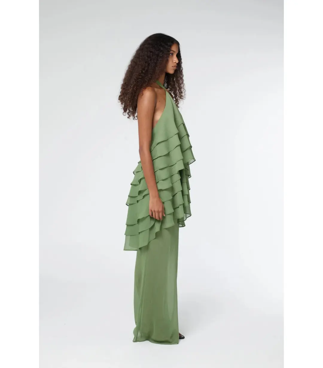 Third Form Gaia Tiered Maxi Dress in Juniper Size AU 8 for rent on The Volte - main image