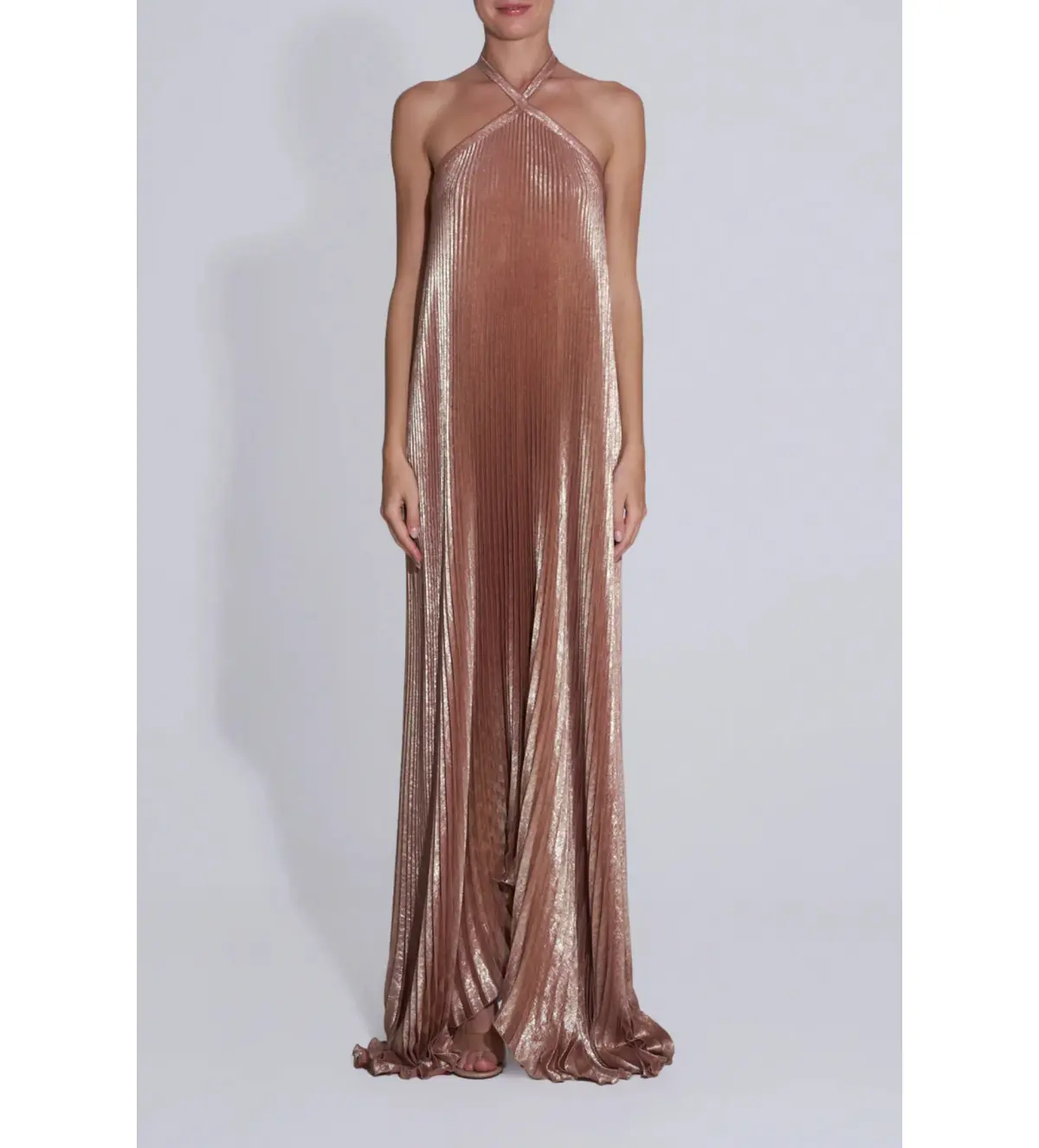 L'idée Deesse Gown Maxi Dress in Rose Quartz Shimmer Size AU 12 - Image 1