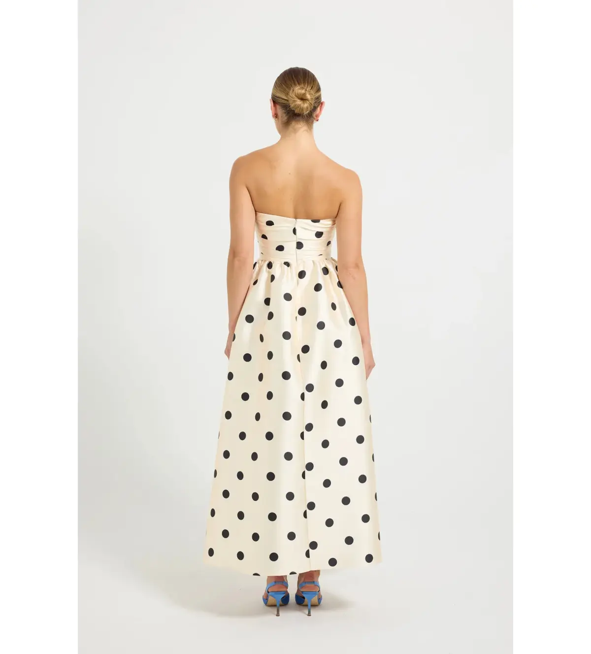 Pasduchas Dottie Strapless Midi Dress in Cream/Black Size AU 8 - Image 3