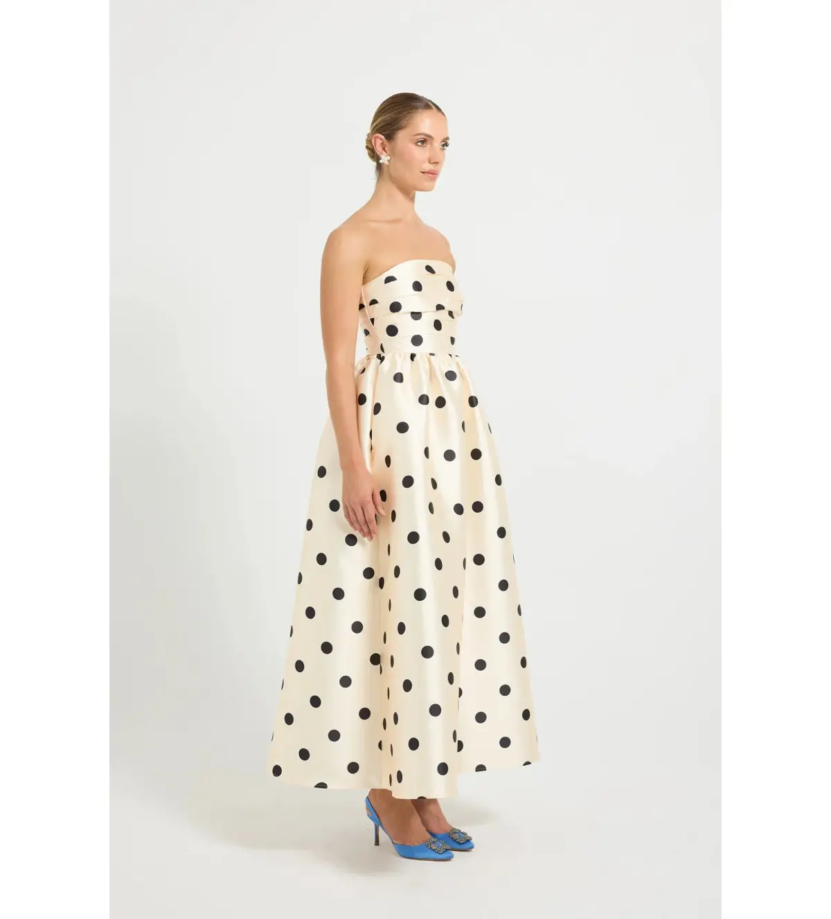 Pasduchas Dottie Strapless Midi Dress in Cream/Black Size AU 12 - Image 2