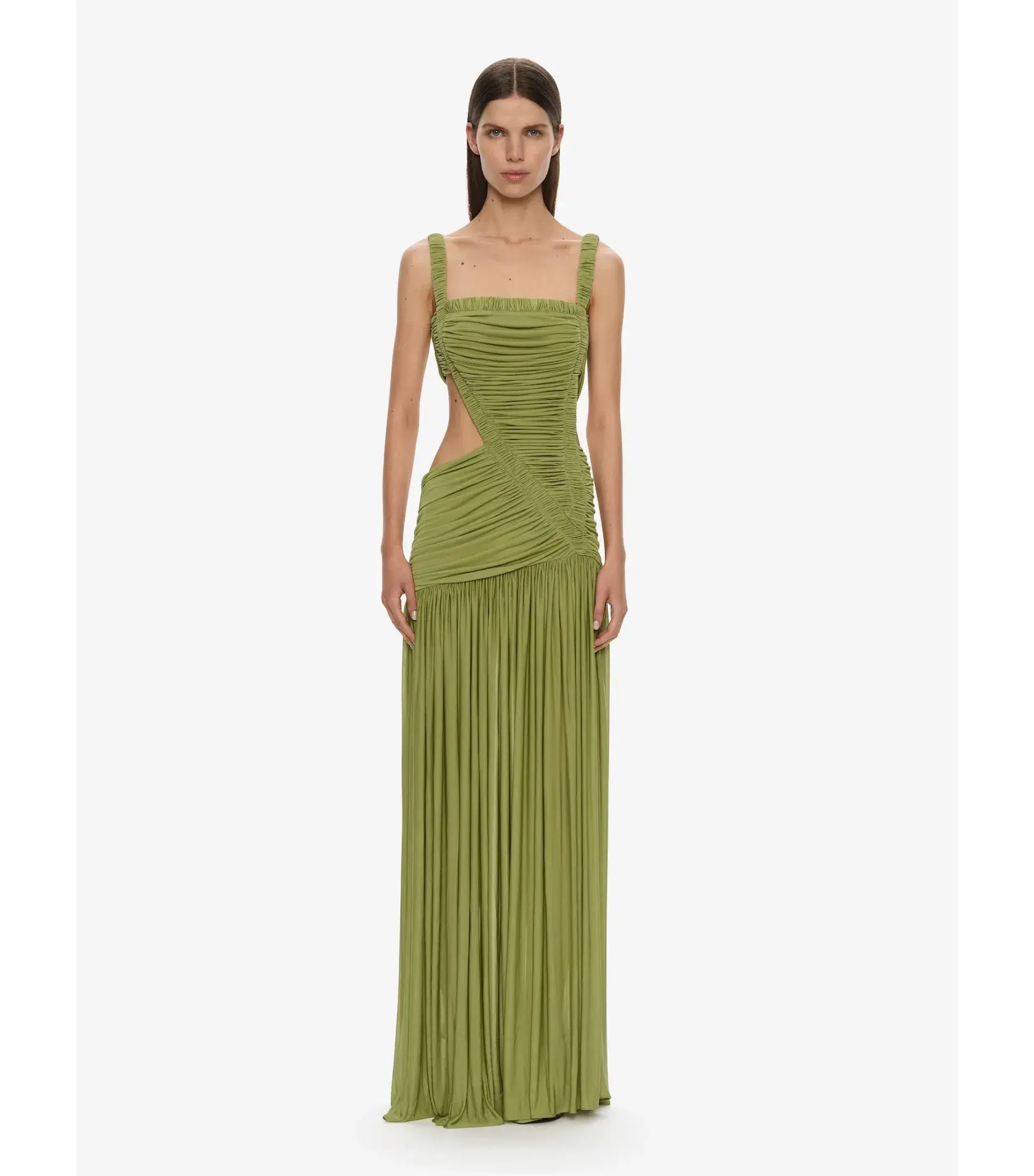 Christopher Esber Orion Separation Maxi Gown in Green Olive Size AU 10 - Image 1