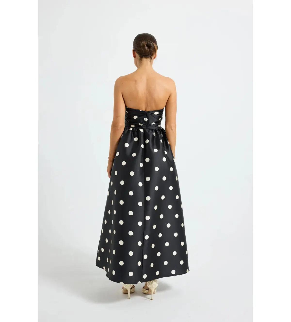 Pasduchas Dottie Strapless Midi Dress in Black Size AU 8 - Image 3