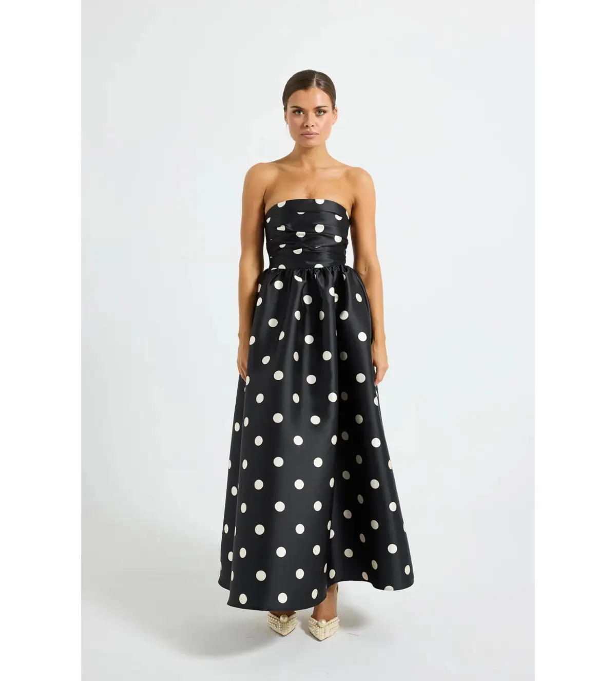 Pasduchas Dottie Strapless Midi Dress in Black Size AU 8 - Image 1