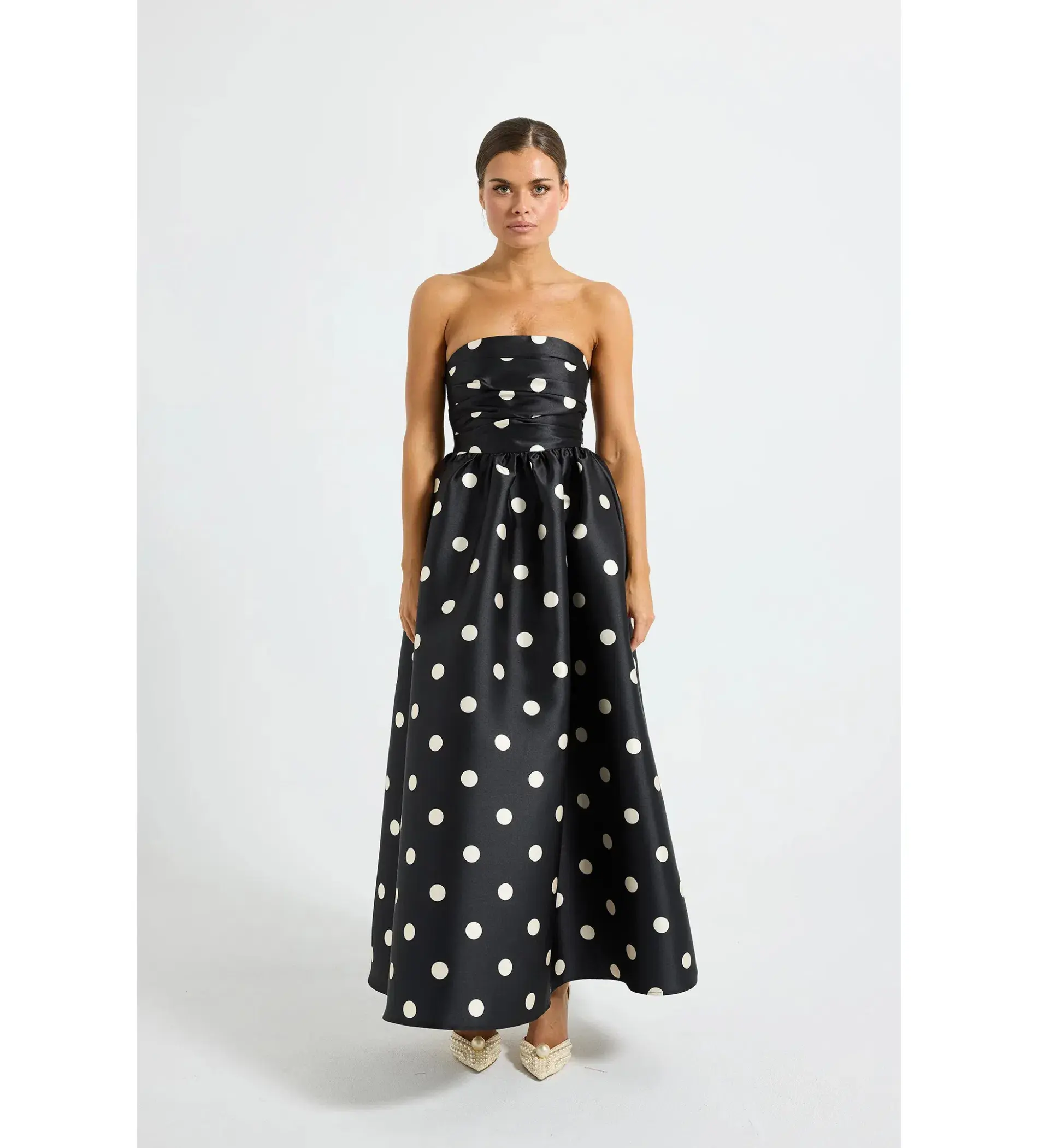 Pasduchas Dottie Strapless Midi Dress in Black Size AU 10  - Image 1