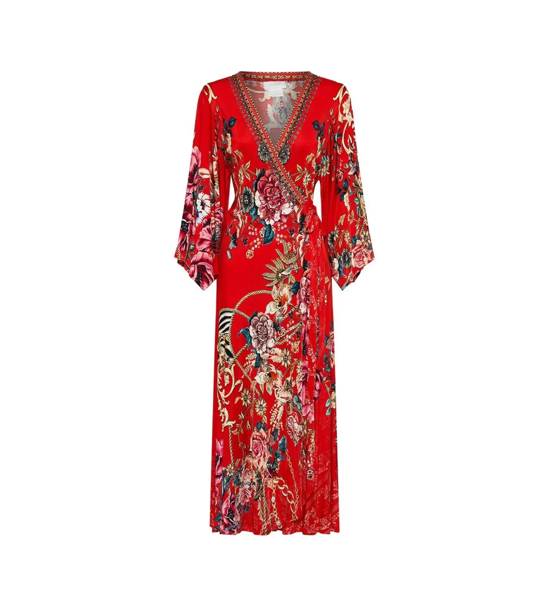 Camilla Jersey Wrap Midi Dress And The Queen in Wore Red Size M AU 12 - Image 4