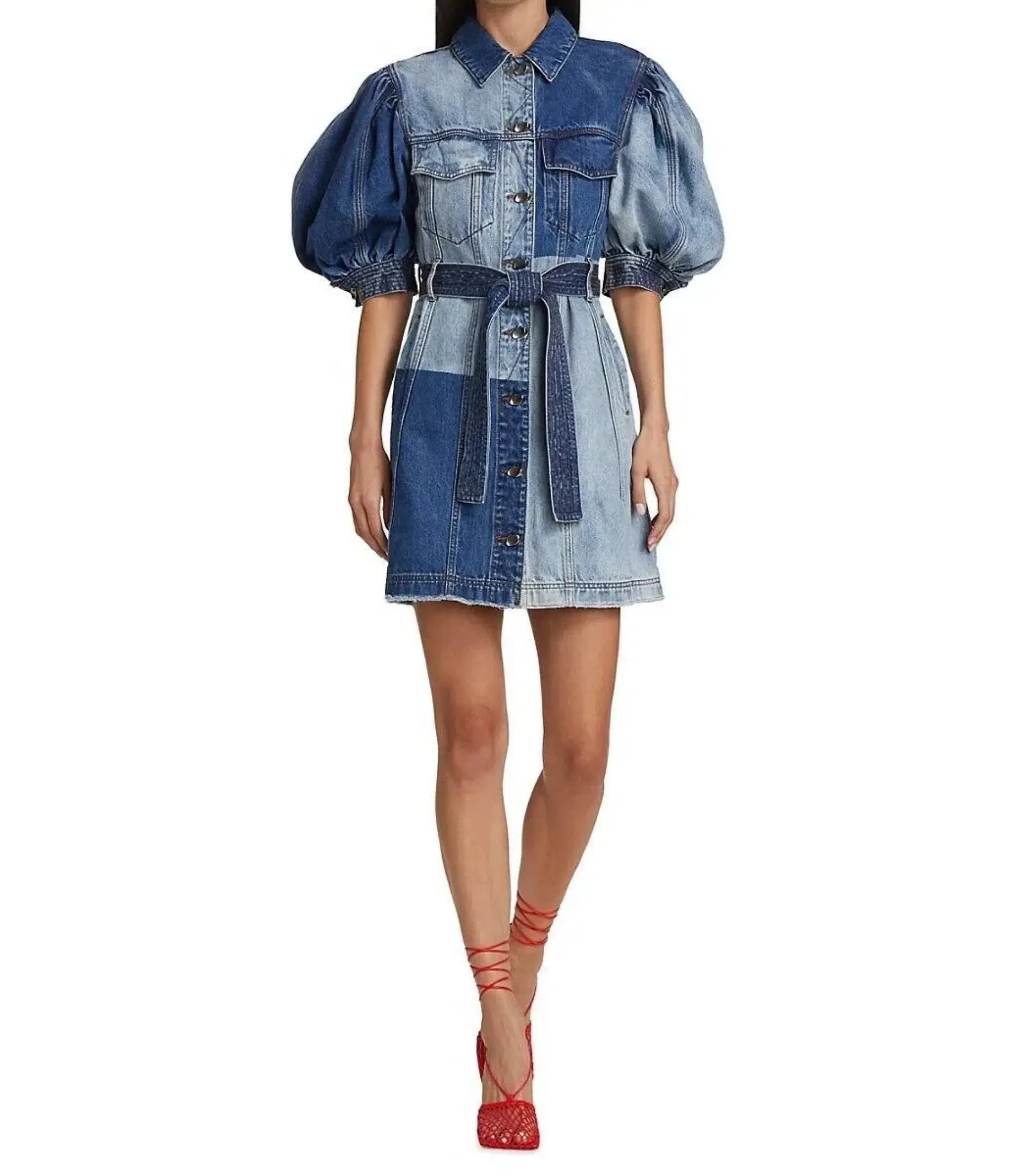 Aje Freecycle Denim Dress Multi Denim Wash Size AU 8 - Image 1