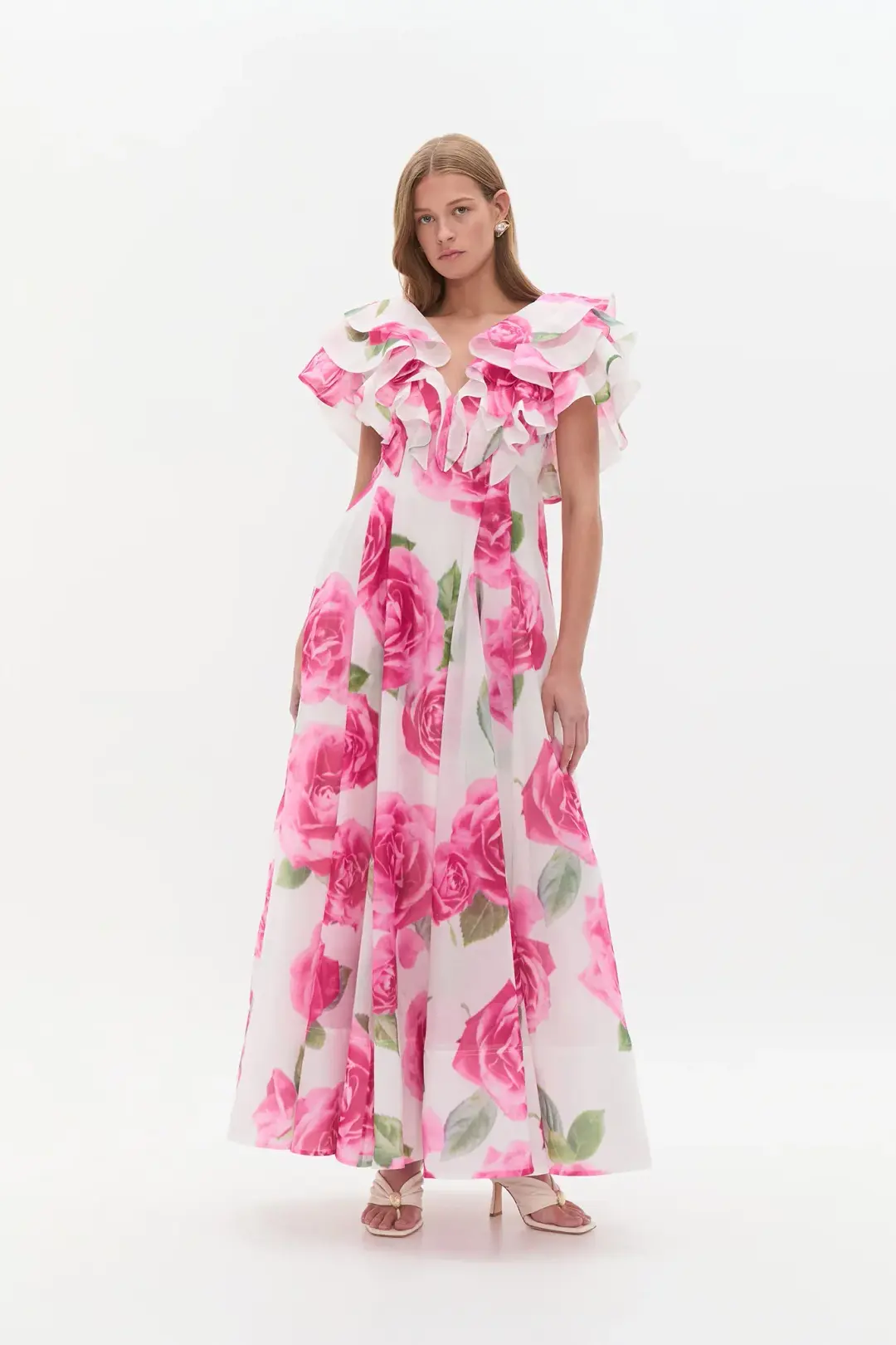 Aje Olea Maxi Dress Soft Rose Light Size AU 4 for rent on The Volte - main image