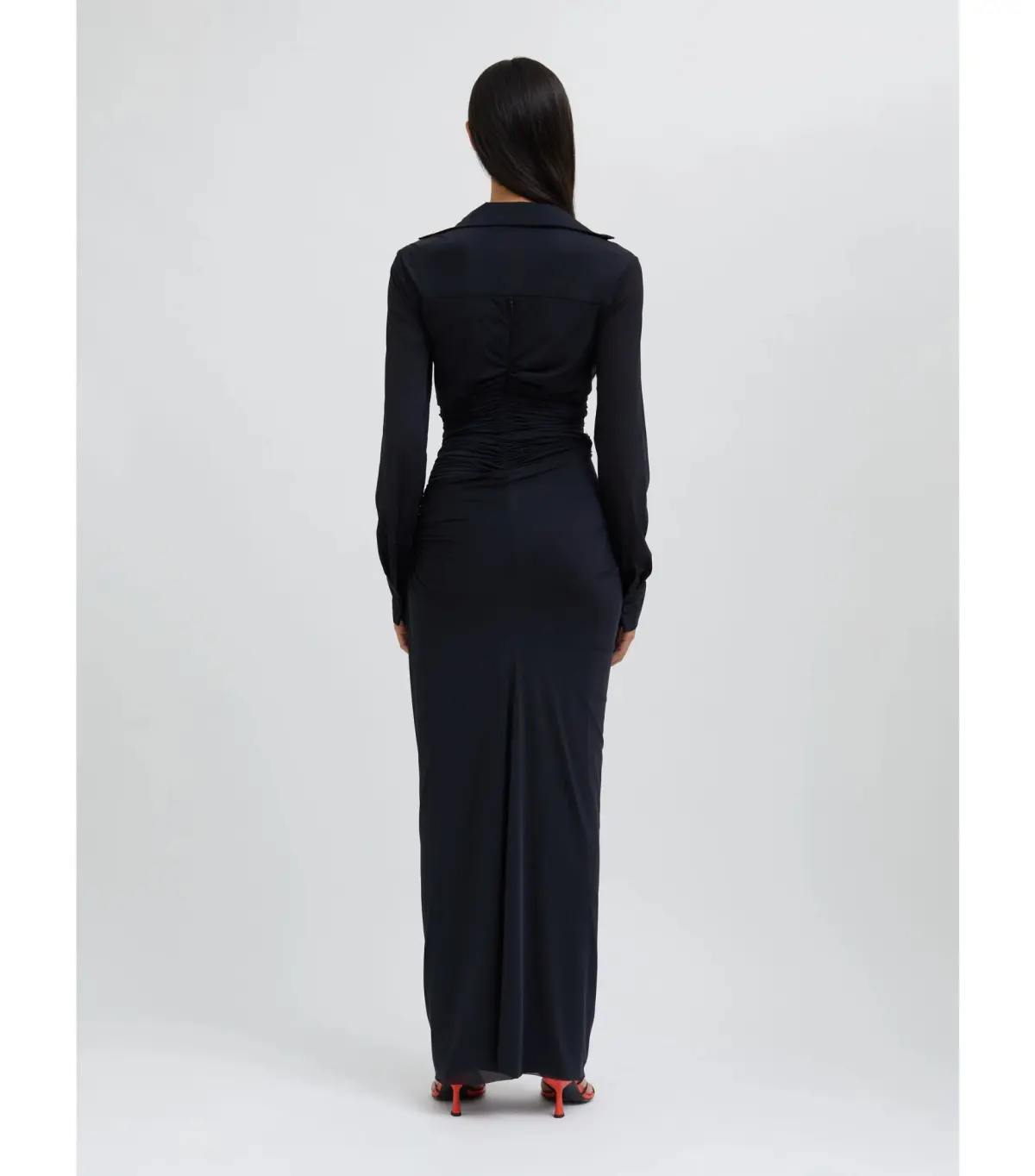 Christopher Esber Venus Plunge Maxi Shirt Dress Black Size AU 6 - Image 3
