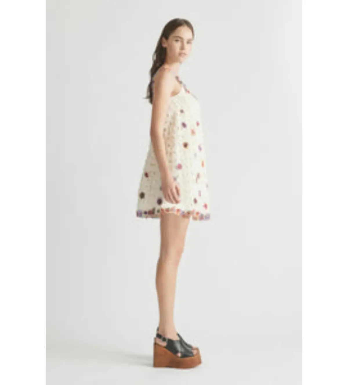 Antipodean Echo Crochet Flower Mini Dress Size AU 6 - Image 2