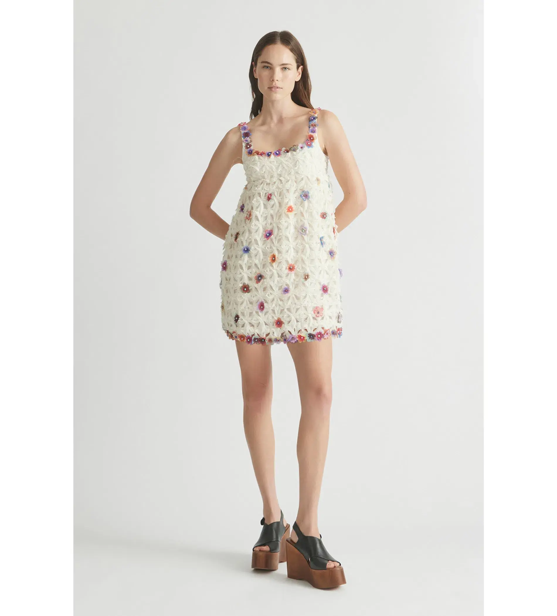 Antipodean Echo Crochet Flower Mini Dress Size AU 6 - Image 1