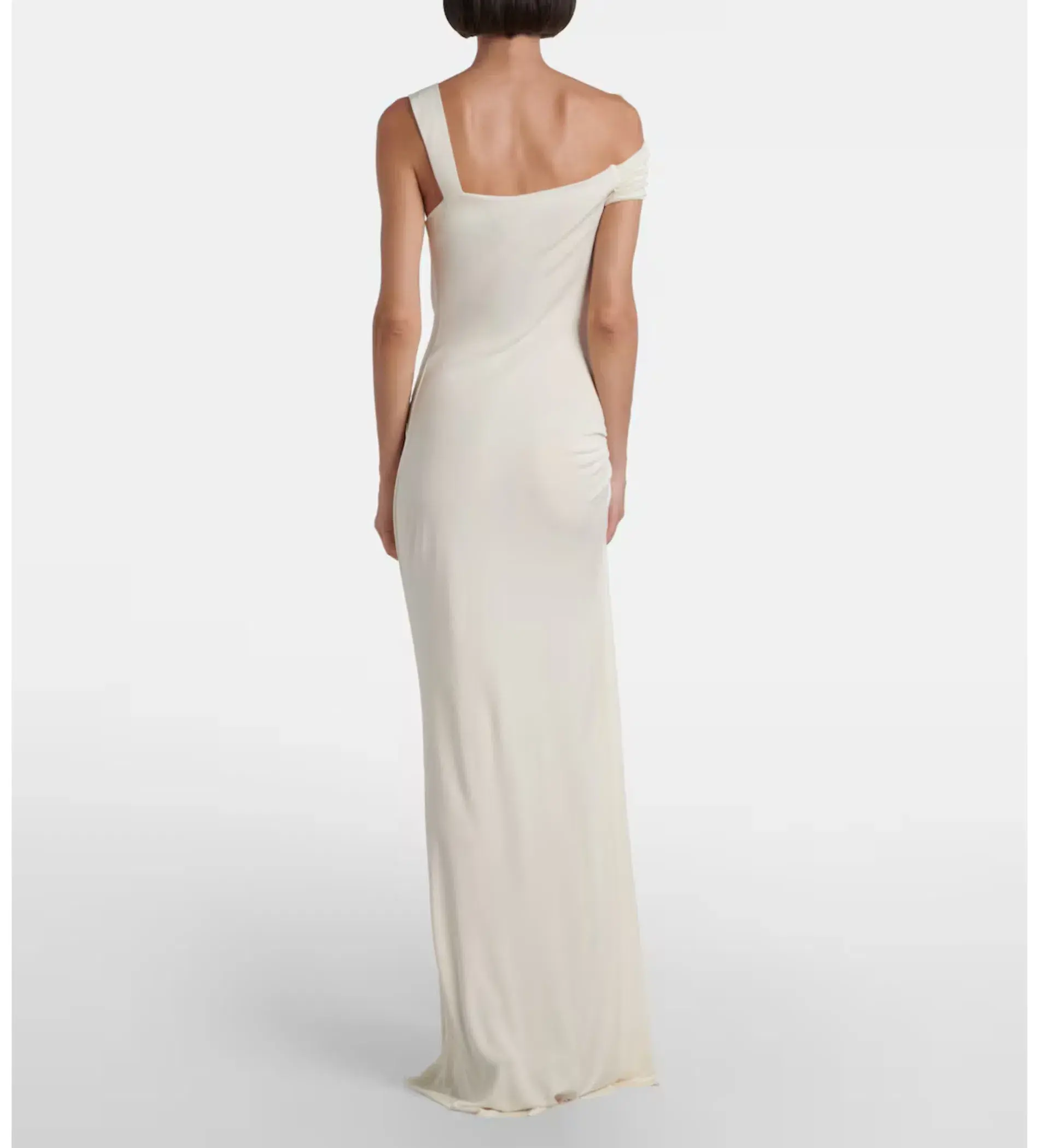 Christopher Esber Veer Spiral Crystal Draped Jersey Maxi Dress in Milk Size AU 8 - Image 3