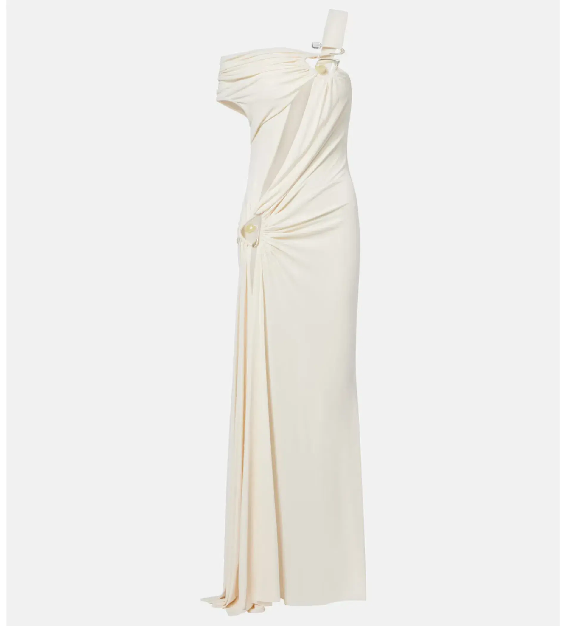 Christopher Esber Veer Spiral Crystal Draped Jersey Maxi Dress in Milk Size AU 8 - Image 6
