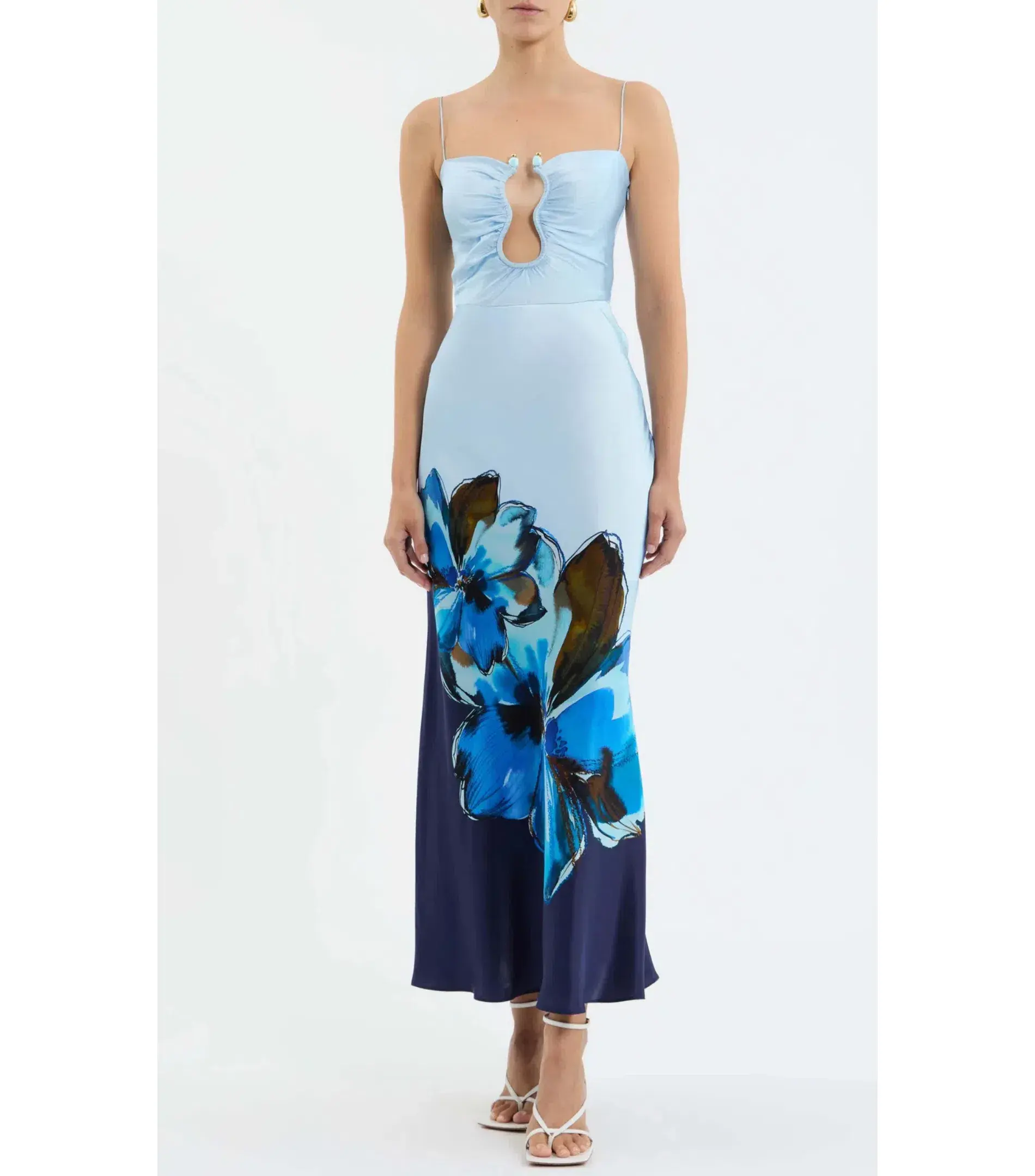 Rebecca Vallance Cyran Midi Dress Blue Print Size AU 8 - Image 1
