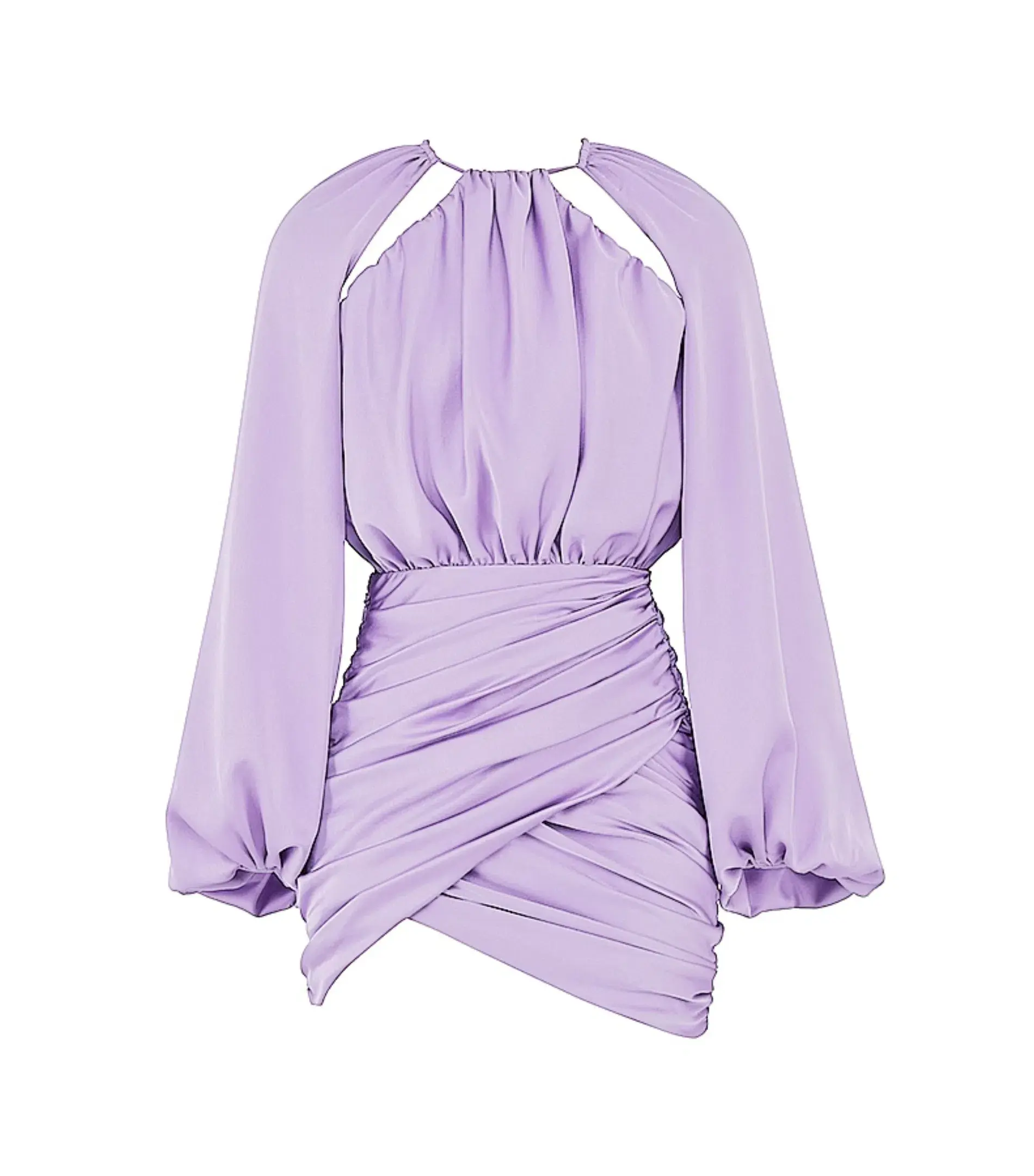House of CB Kate Satin Wrap Front Mini Dress Orchid Size AU 10 - Image 4