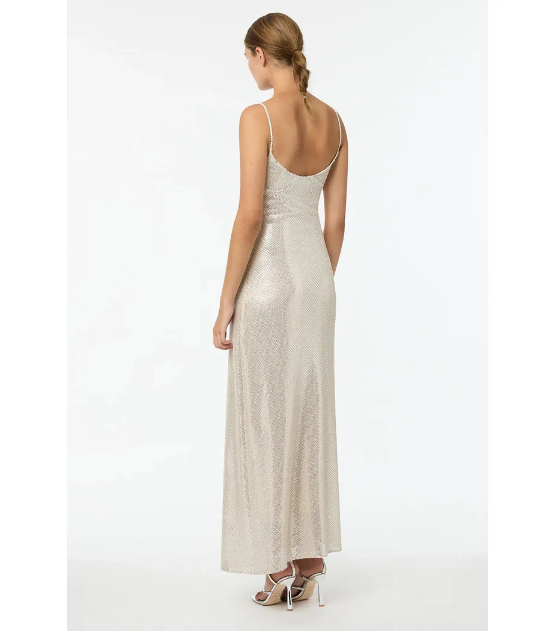 Manning Cartell High Voltage Slip Maxi Dress Nude Silver Size AU 6 - Image 4