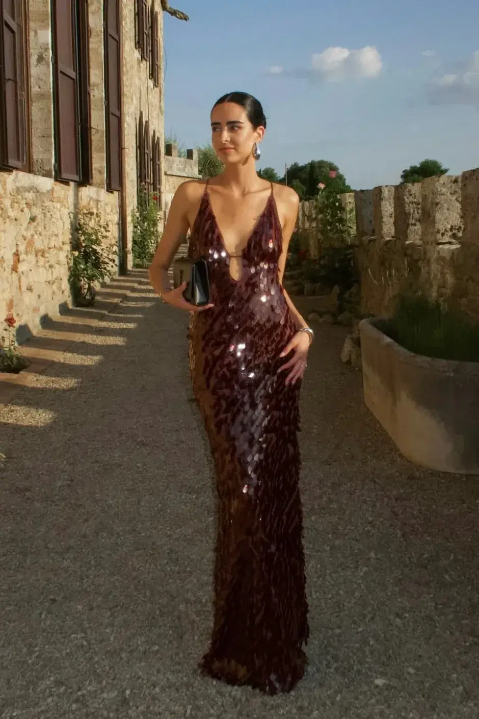 Misha Collection The Sapphire Sequin Maxi Dress in Fig Brown Size 10/M - Image 6