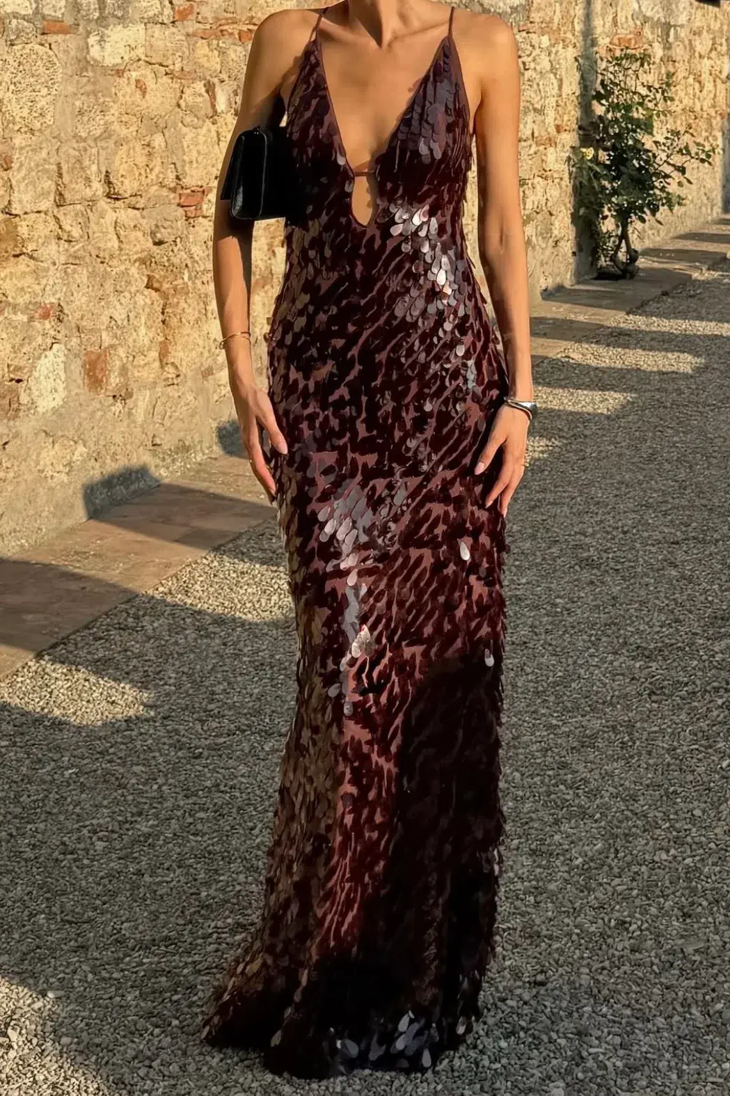Misha Collection The Sapphire Sequin Maxi Dress in Fig Brown Size 10/M - Image 9