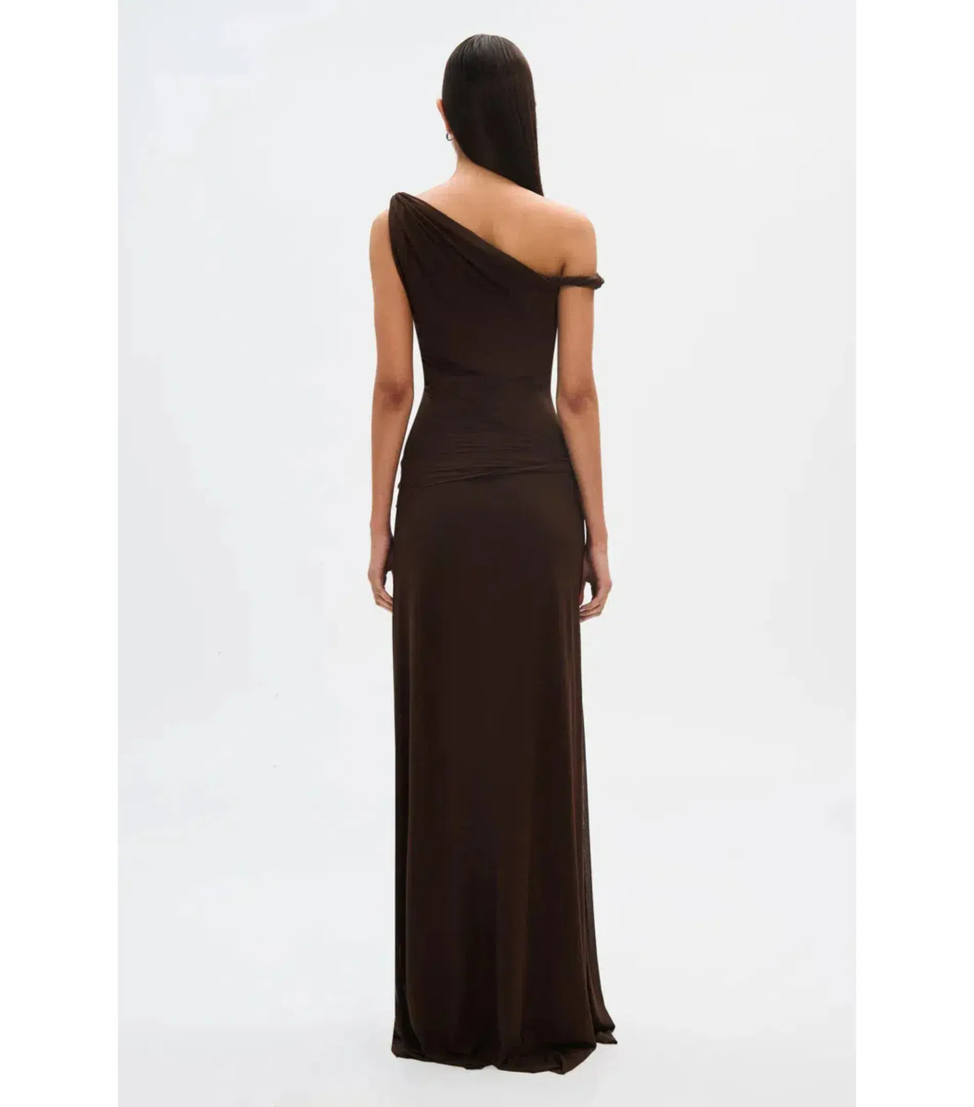 Misha Collection Sisal Mesh Maxi Dress Espresso Size 8/S - Image 3