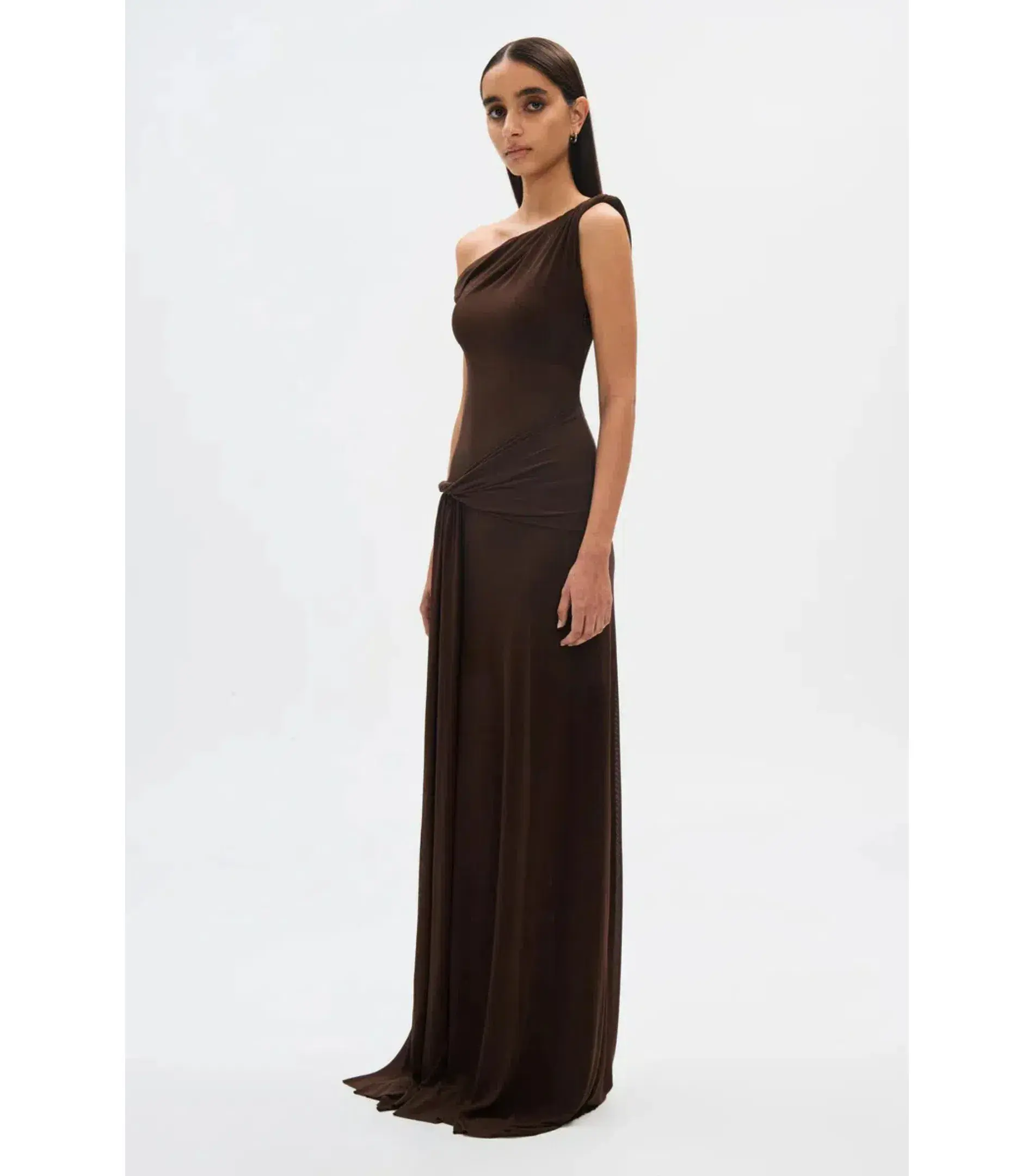Misha Collection Sisal Mesh Maxi Dress Espresso Size 8/S - Image 2