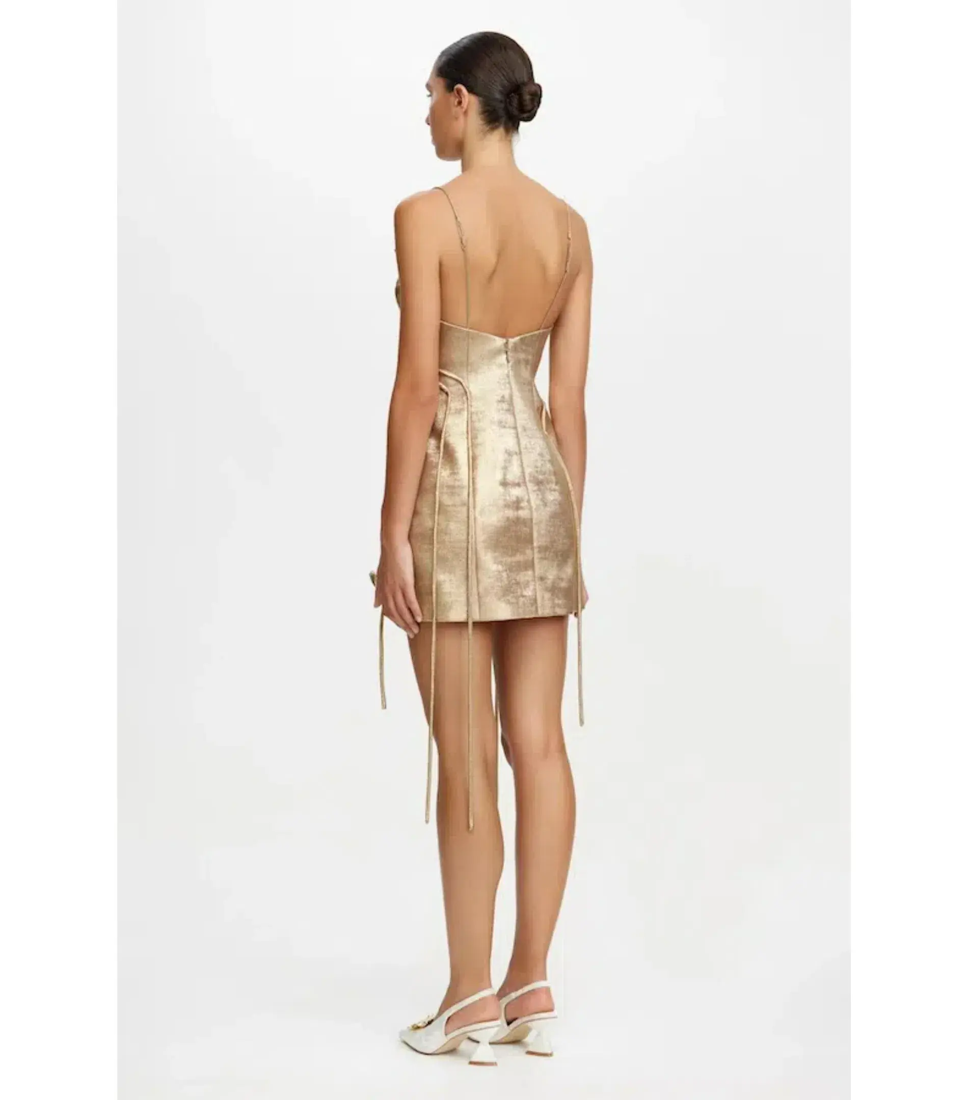 Acler Hillsome Mini Dress Gold Size AU 12 - Image 3