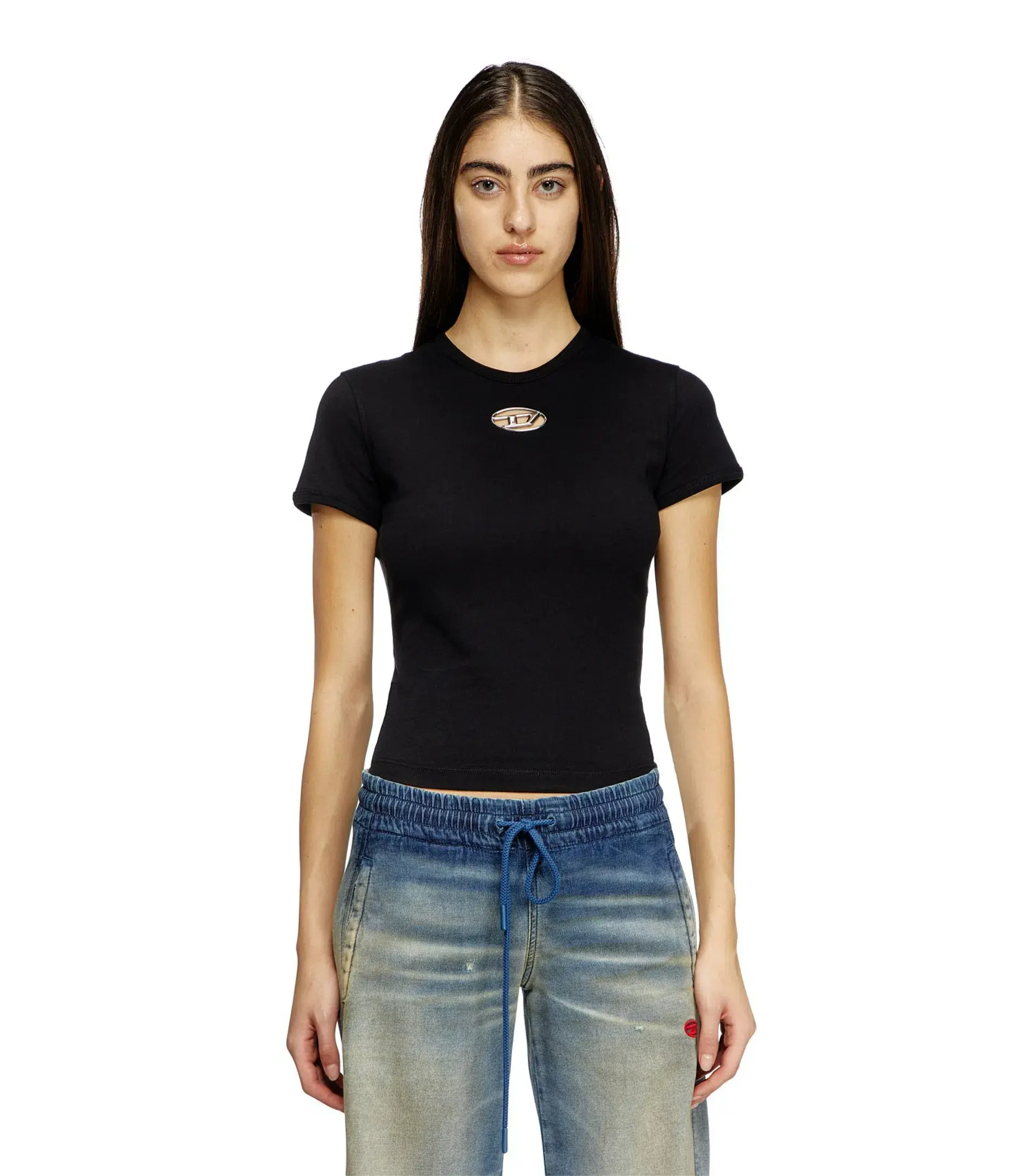 Diesel T-UNCUTIE-LONG-OD-Q1 Tshirt Black Size AU 8 - Image 2