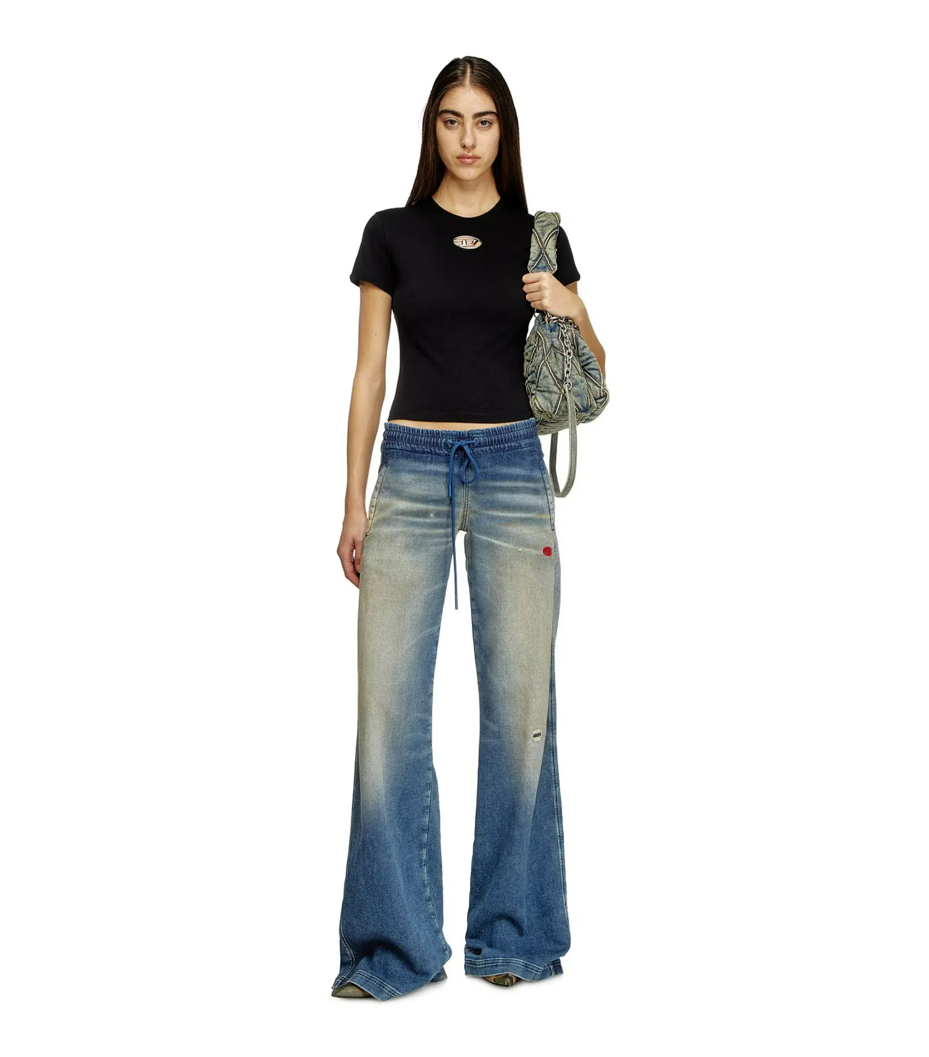 Diesel T-UNCUTIE-LONG-OD-Q1 Tshirt Black Size AU 8 - Image 1