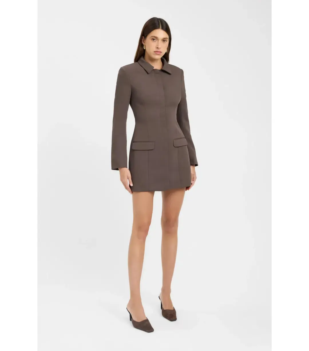 Kookai Oyster Suit Mini Dress Brown Size AU 8 for rent on The Volte - main image