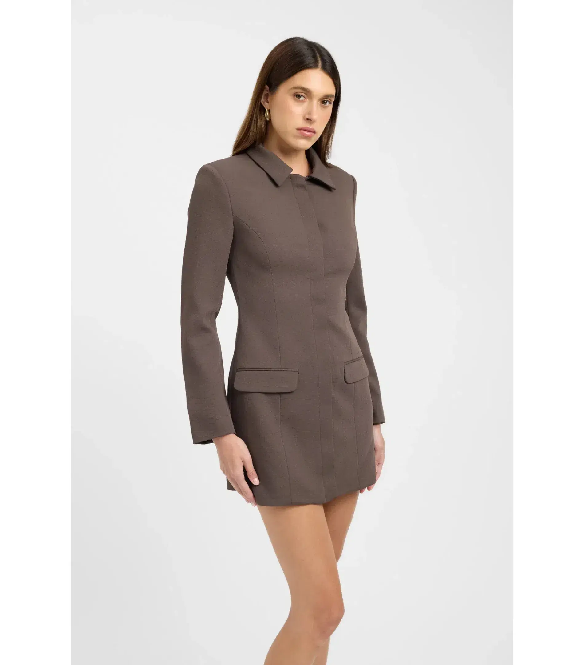 Kookai Oyster Suit Mini Dress Brown Size AU 8 - Image 4