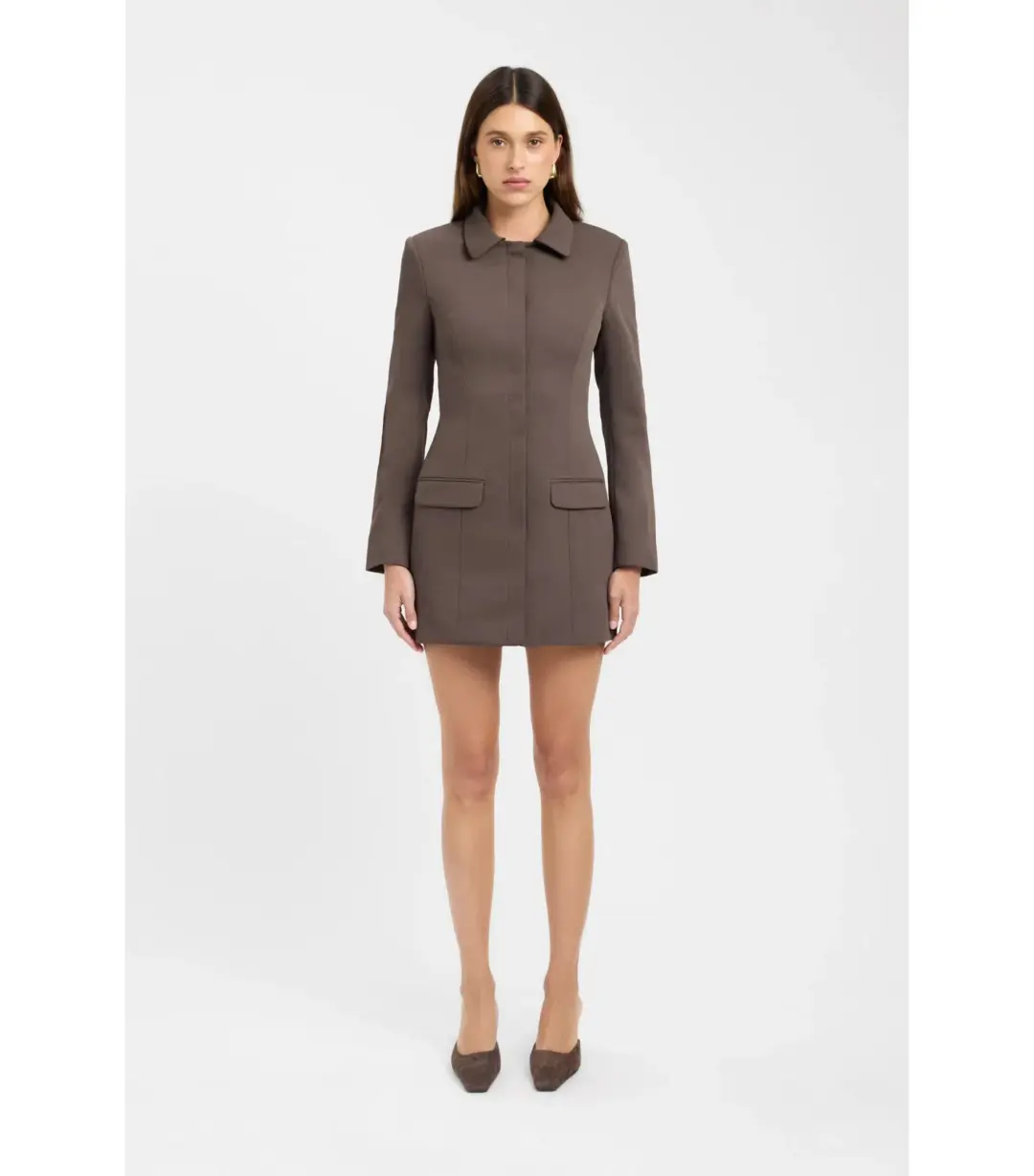 Kookai Oyster Suit Mini Dress Brown Size AU 8 for rent on The Volte - main image