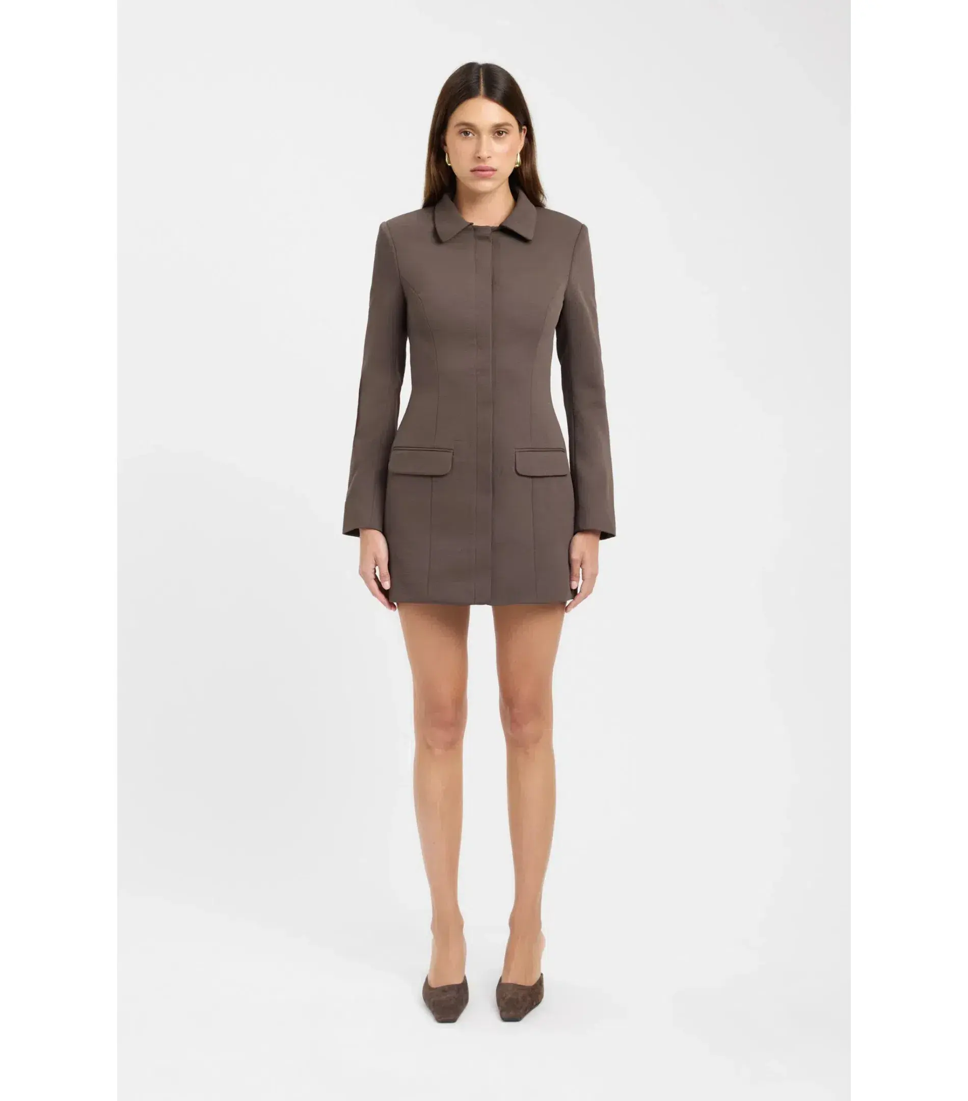 Kookai Oyster Suit Mini Dress Brown Size AU 8 - Image 1