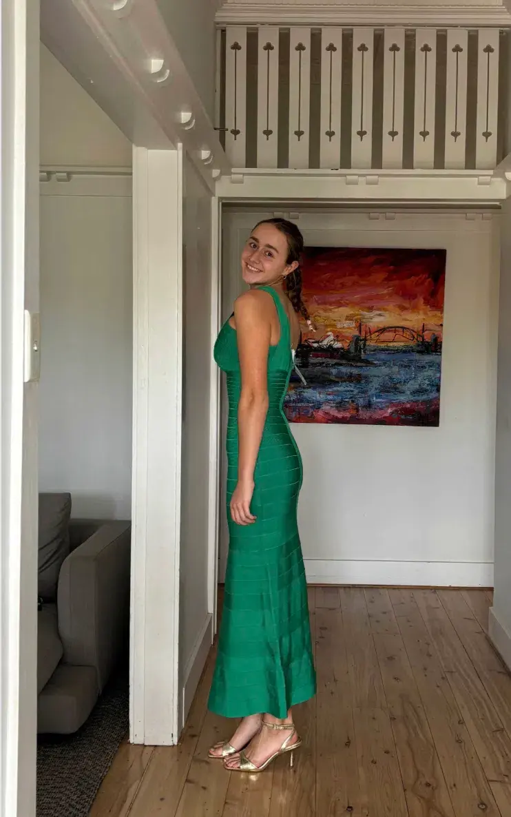 Hervé Léger One-Shoulder Asymmetric Emerald Dress Green Size Small / AU 8 - Image 6