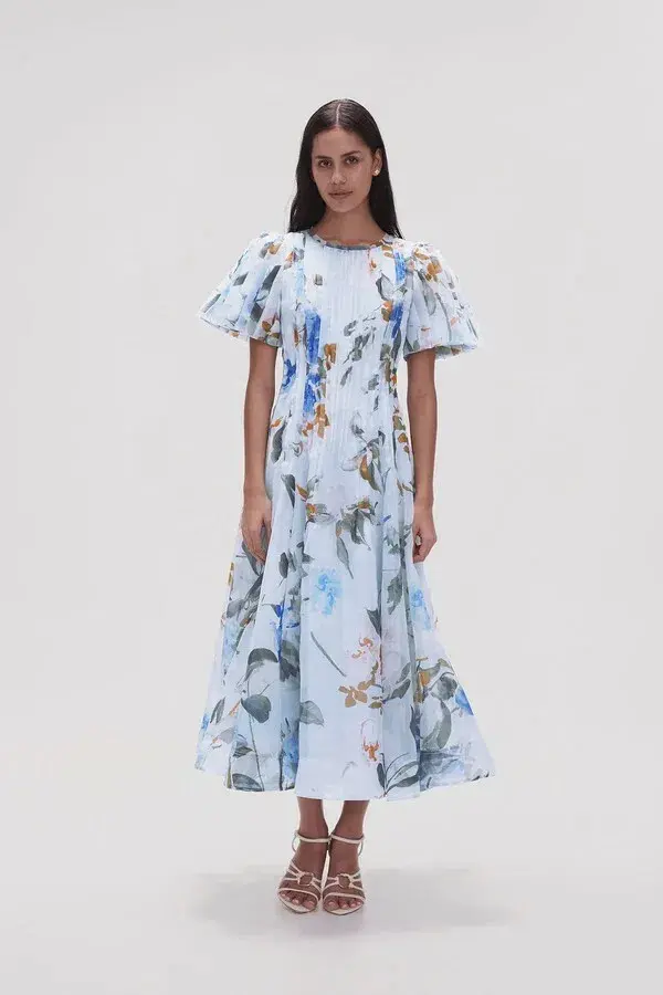Aje Nova Pleated Midi Dress in Divine Orchid Size AU 14 - Image 1