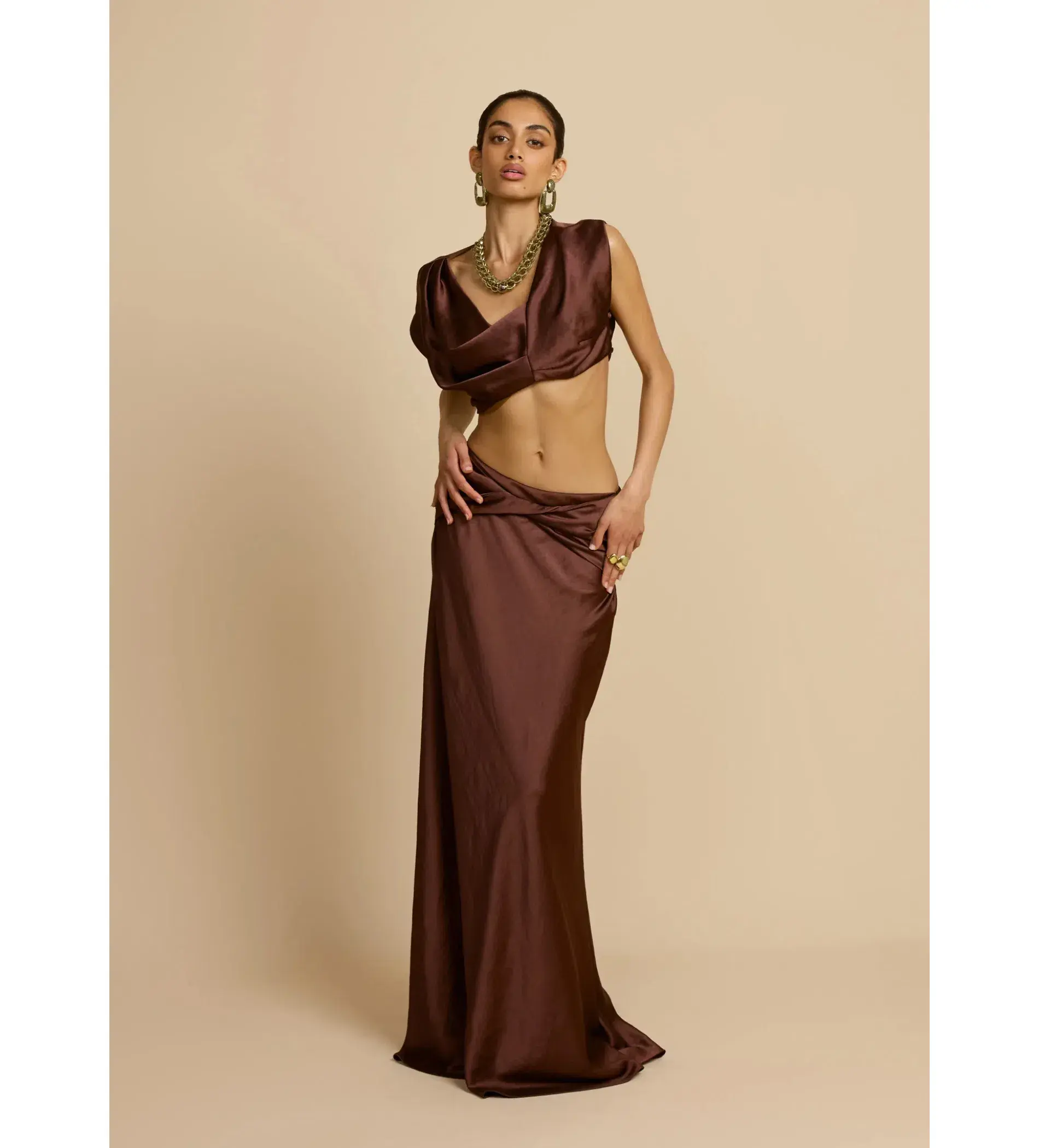 Arcina Ori Andi Top and Maxi Skirt Set Cacao Size XS / AU 6 - Image 1