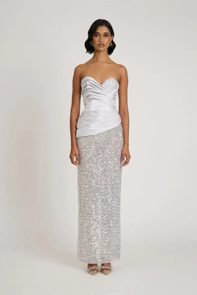  Eliya The Label Gia Maxi Gown Silver Size XS / AU 6 for rent on The Volte - main image
