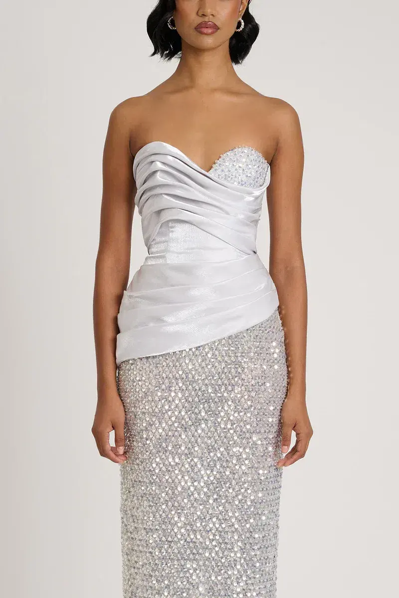  Eliya The Label Gia Maxi Gown Silver Size XS / AU 6 - Image 3