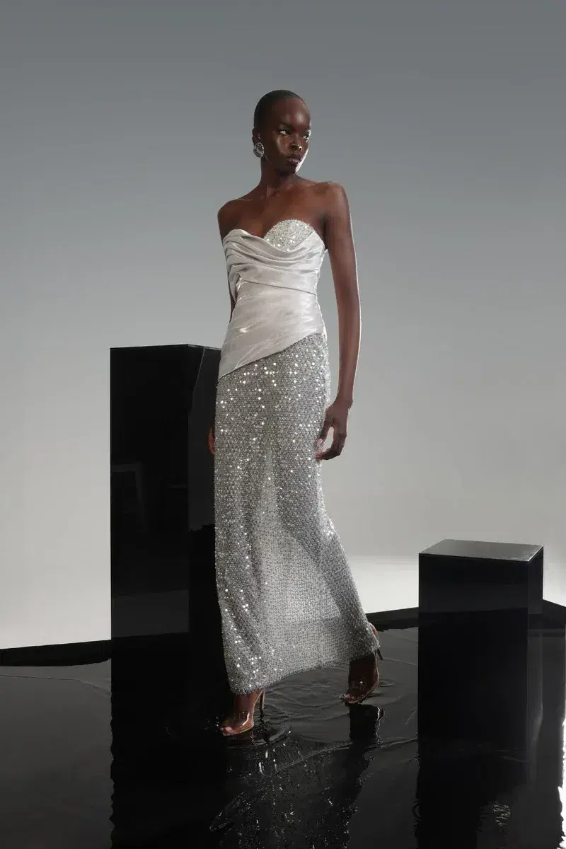  Eliya The Label Gia Maxi Gown Silver Size XS / AU 6 - Image 1